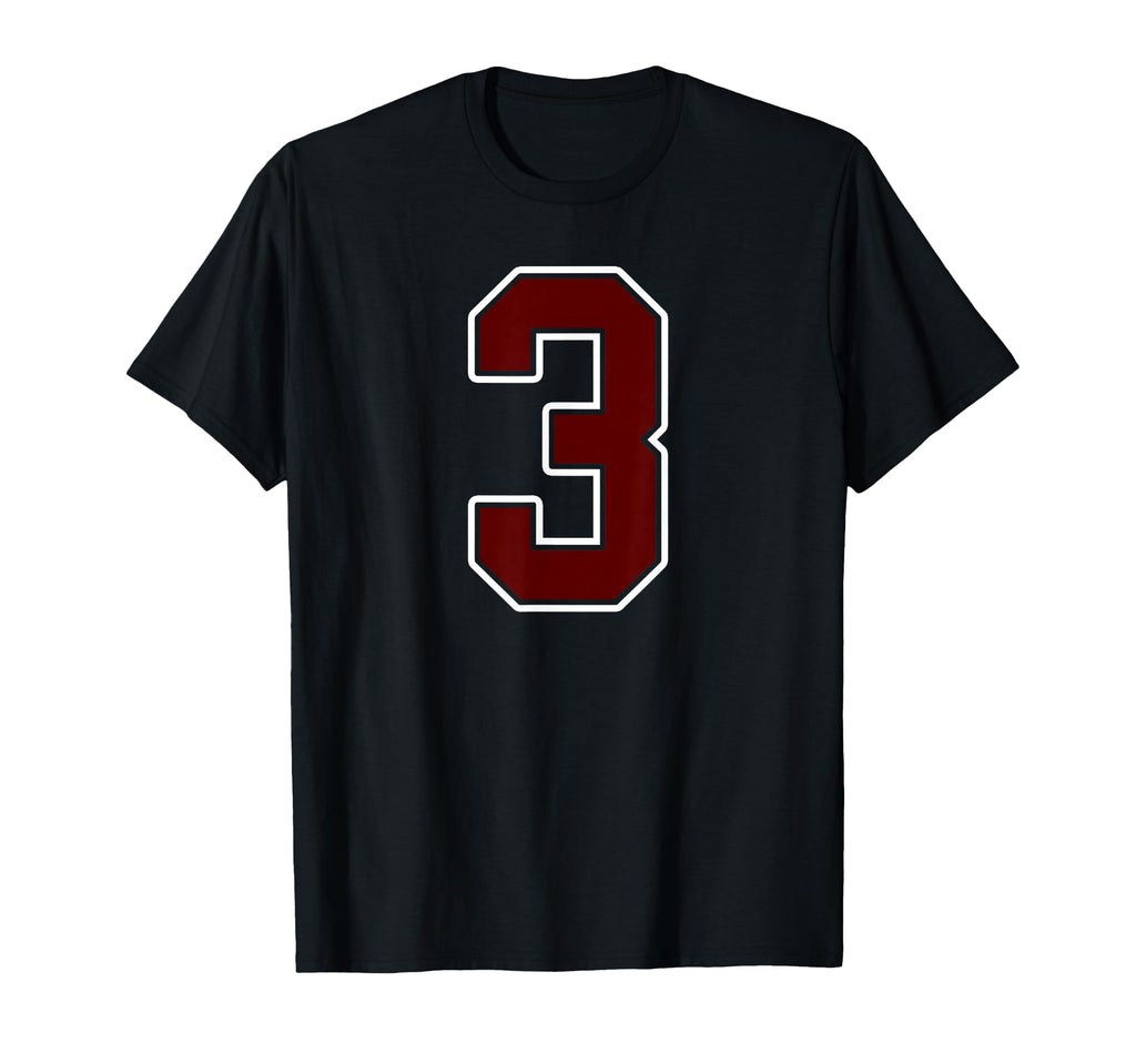 Maroon And White Number 3 Jersey T-Shirt - Custom Art Print Men Women - T-Shirt, Sweatshirt, Hoodie