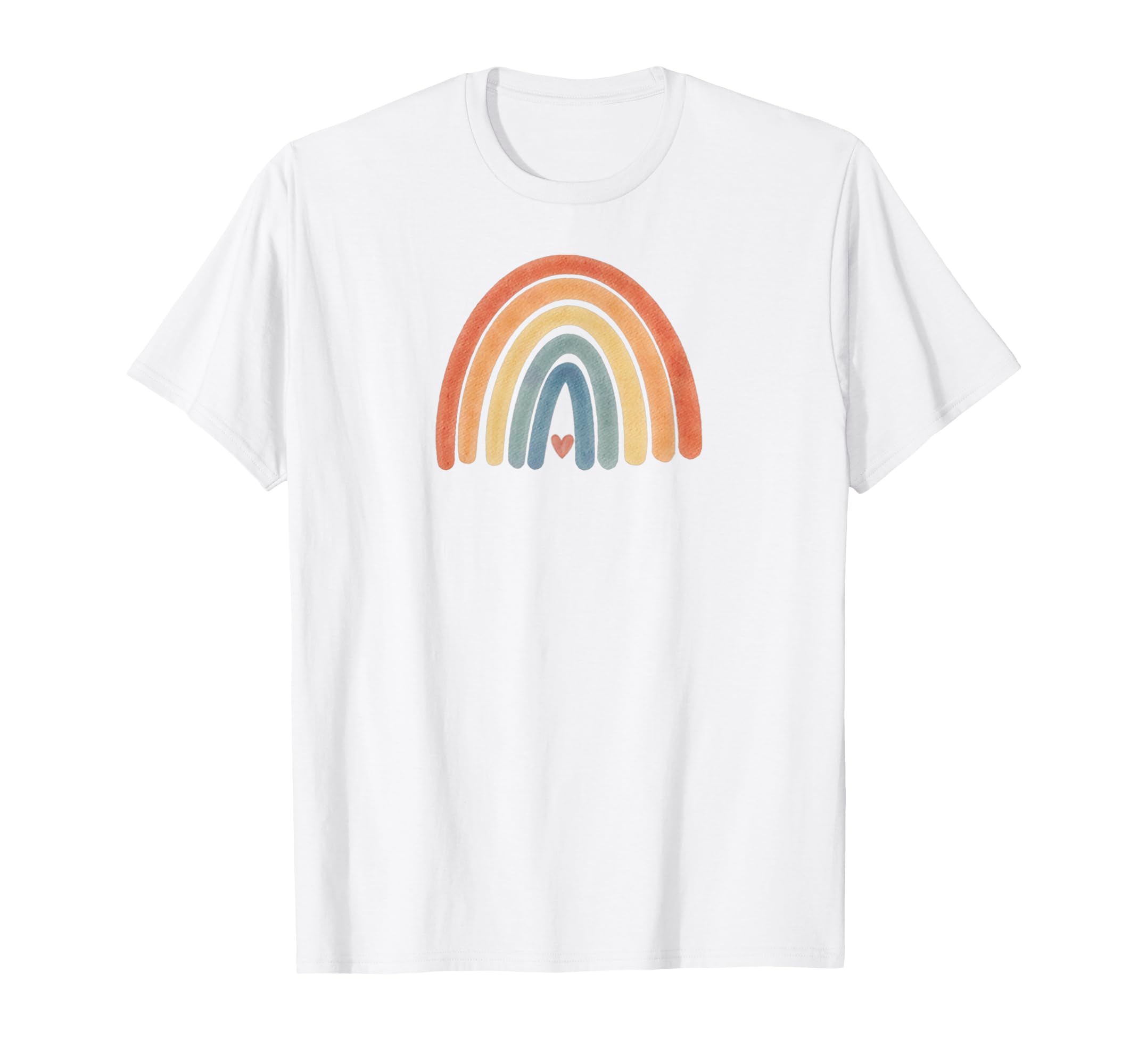 Boho Rainbow Heart Minimal Stripes T-Shirt - Aesthetic Graphic Men Women - T-Shirt, Sweatshirt, Hoodie
