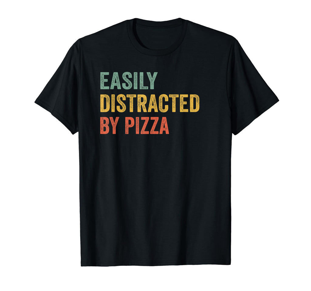 Easily Distracted Pizza Pilot Distressed T-Shirt - Novelty Apparel Unisex - T-Shirt, Sweatshirt, Hoodie