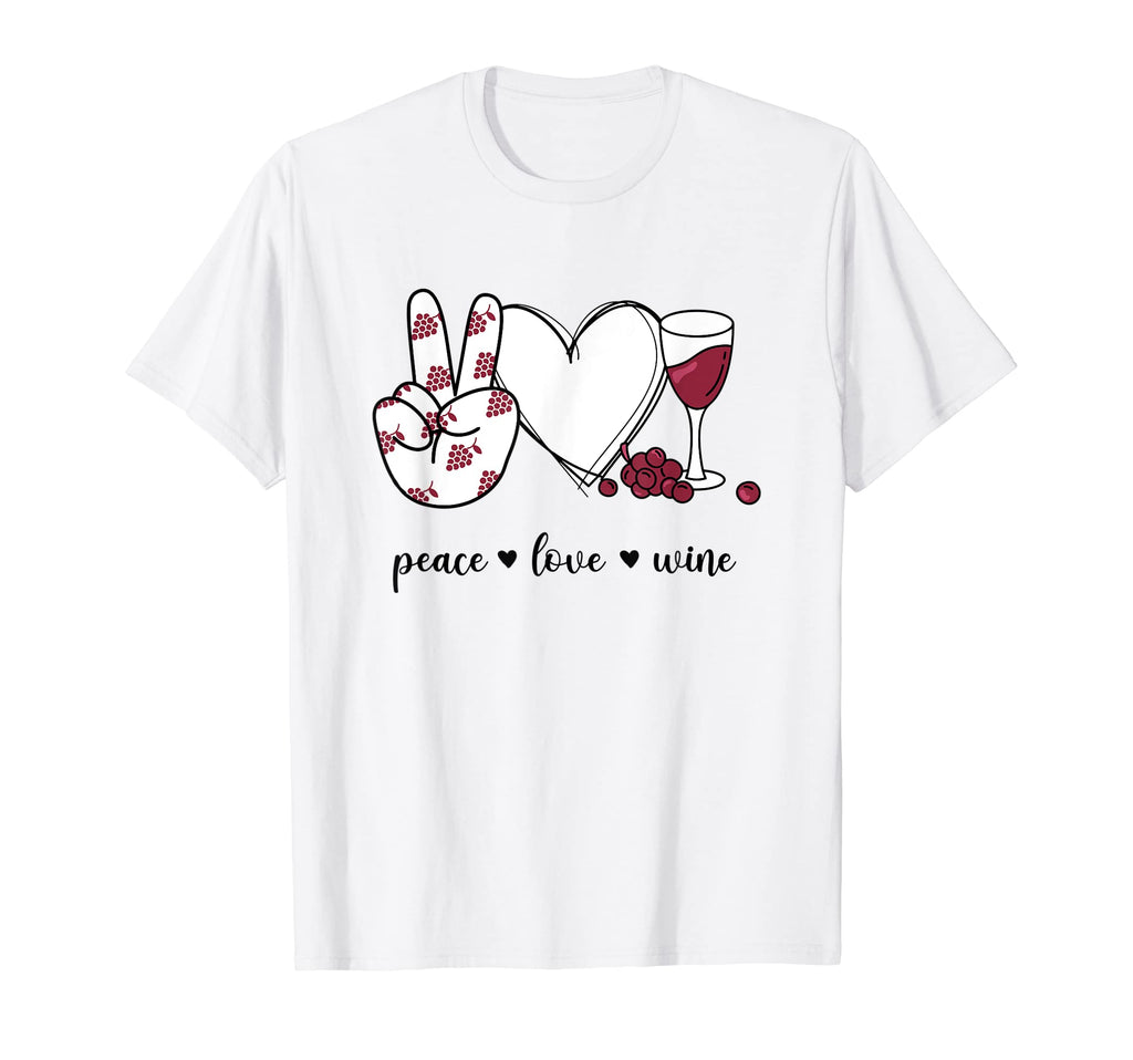 Peace Love Wine Peace Hand Sign T-Shirt - Fun Novelty Design for Adults - T-Shirt, Sweatshirt, Hoodie