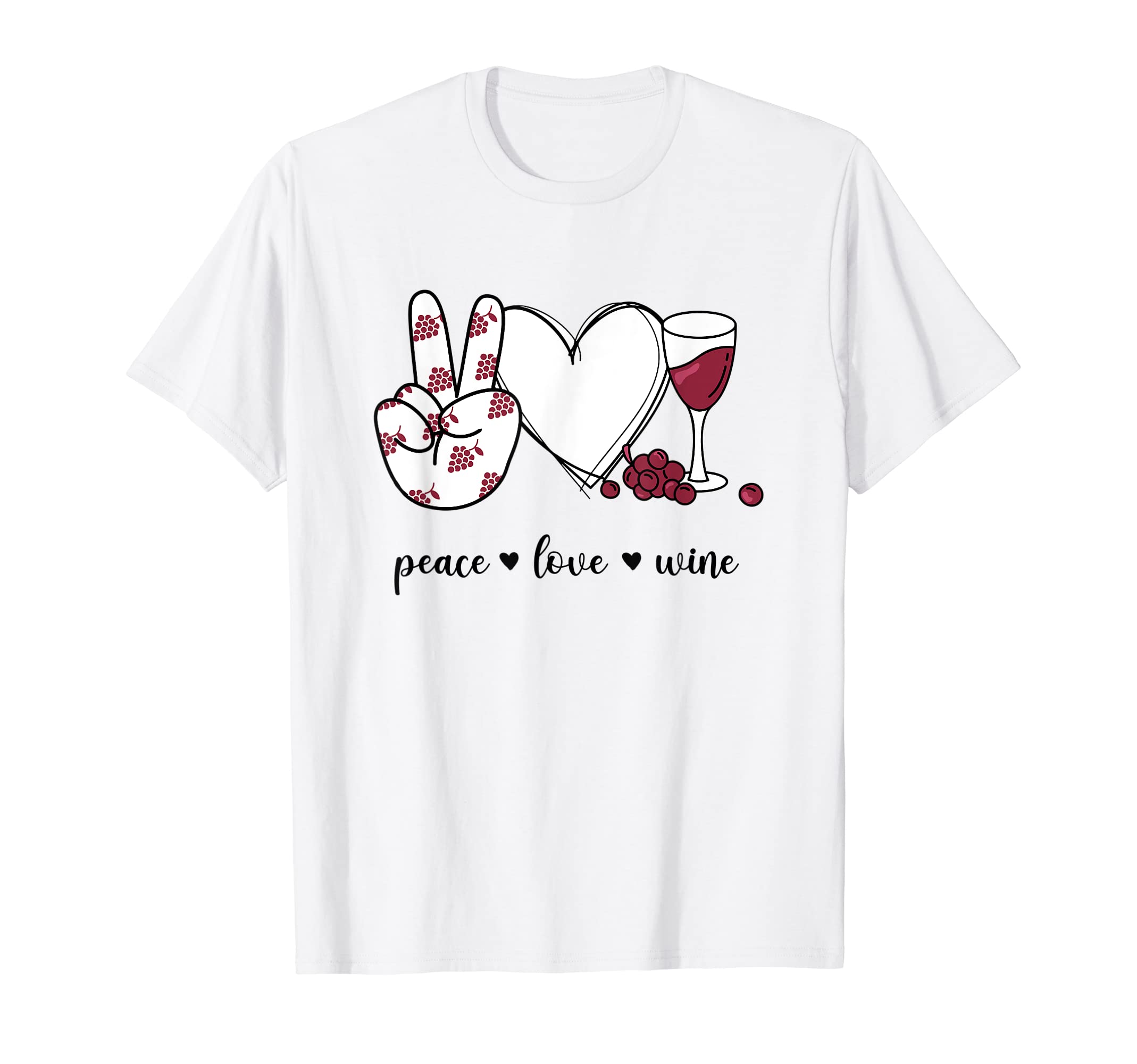Peace Love Wine Peace Hand Sign T-Shirt - Fun Novelty Design for Adults - T-Shirt, Sweatshirt, Hoodie