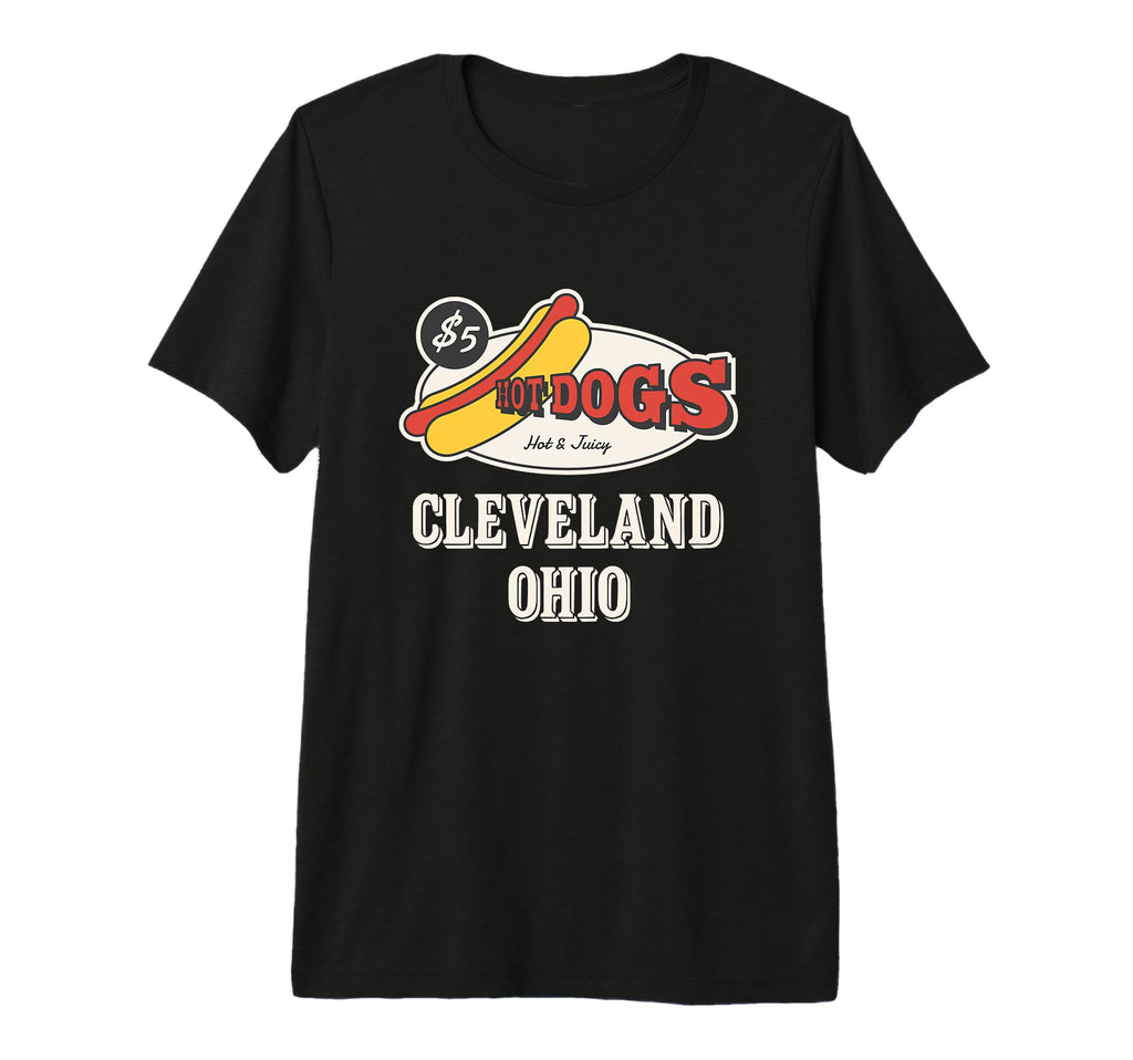 Cleveland Ohio Hot Dogs Juicy Food Tri T-Shirt - Novelty Apparel Unisex - T-Shirt, Sweatshirt, Hoodie