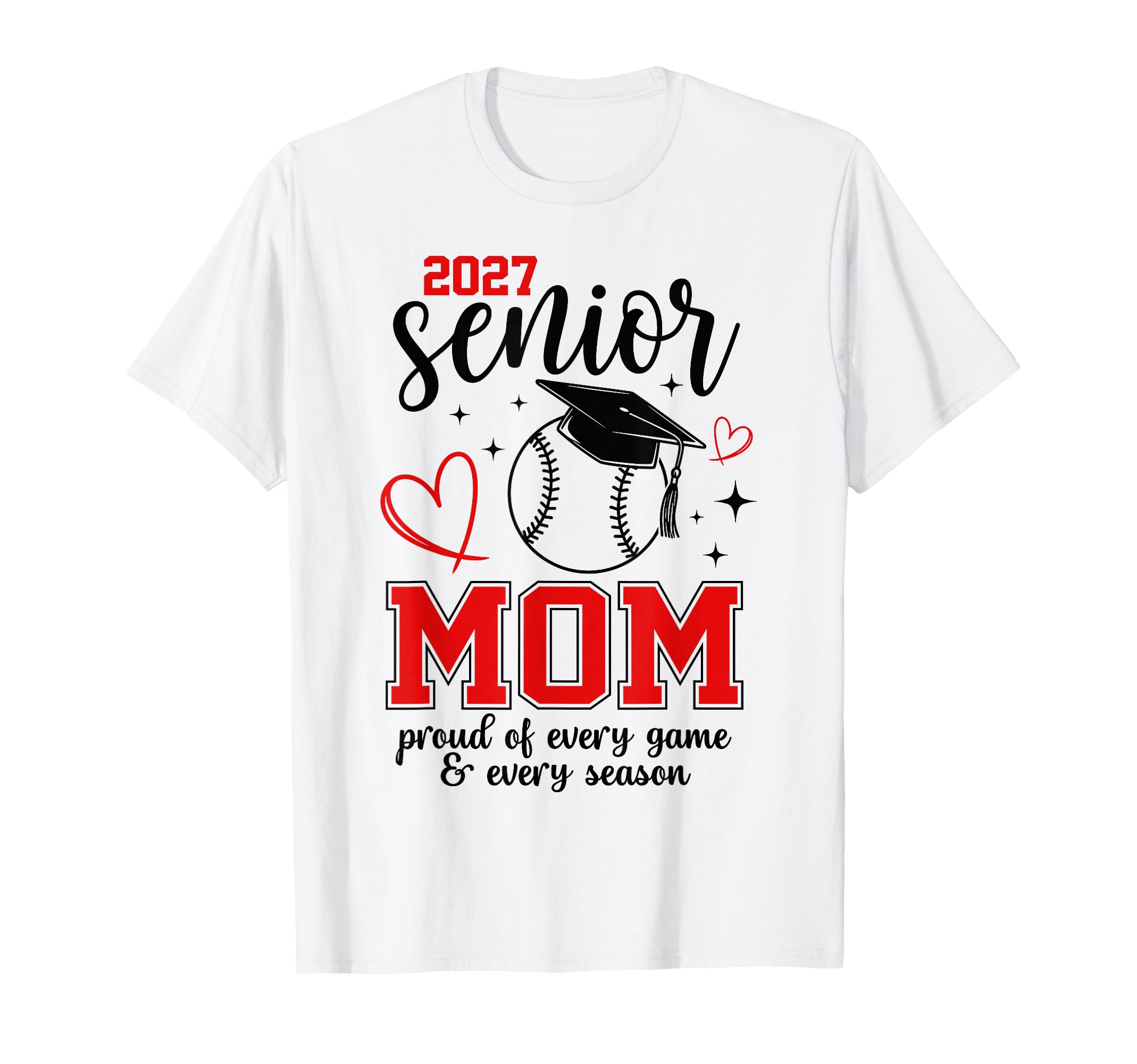 2027 Senior Baseball Mom Proud T-Shirt - Minimalist Print for Adults - T-Shirt, Sweatshirt, Hoodie