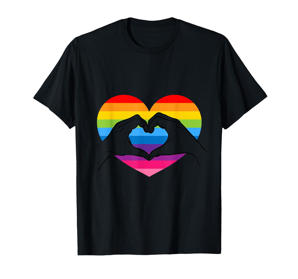 Rainbow Heart Love Hands Lgbt Gay Pride T-Shirt - Minimalist Print Unisex - T-Shirt, Sweatshirt, Hoodie