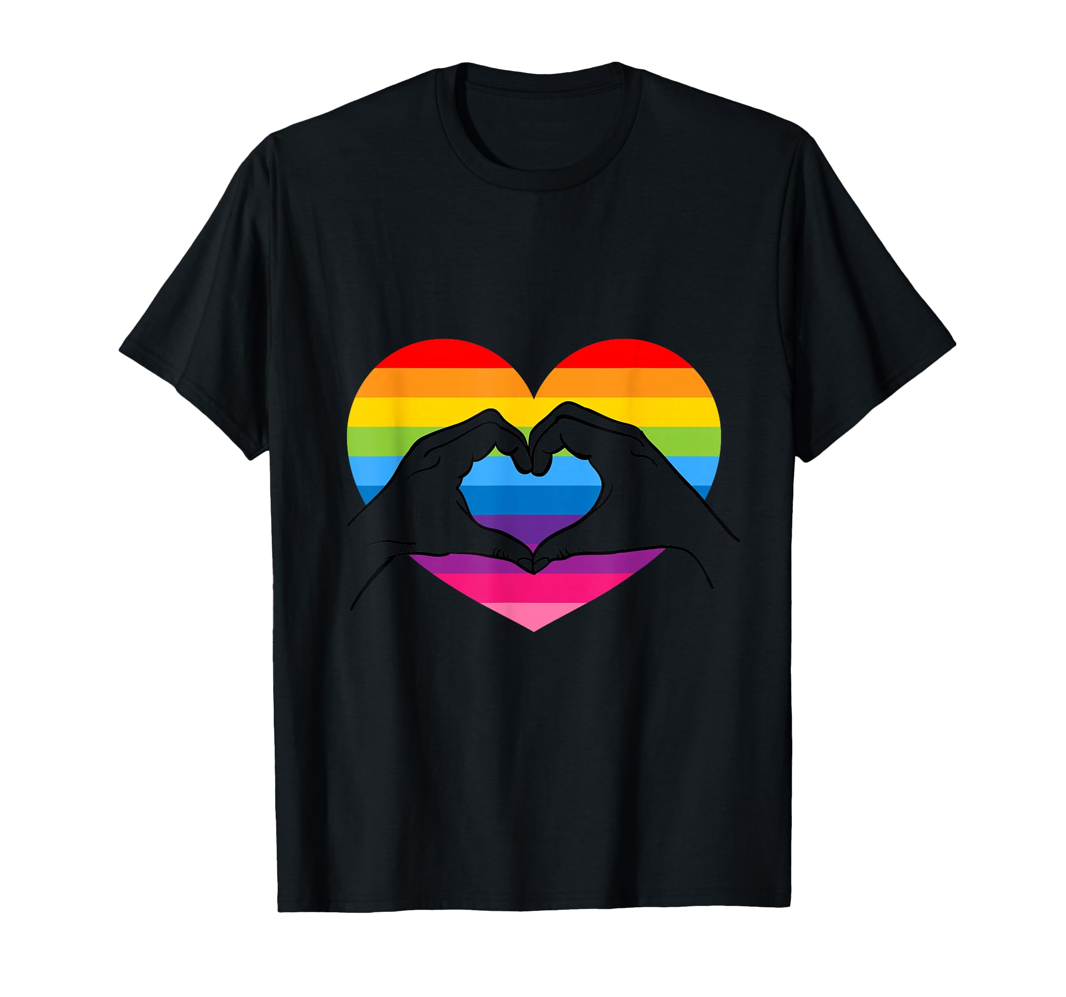 Rainbow Heart Love Hands Lgbt Gay Pride T-Shirt - Minimalist Print Unisex - T-Shirt, Sweatshirt, Hoodie
