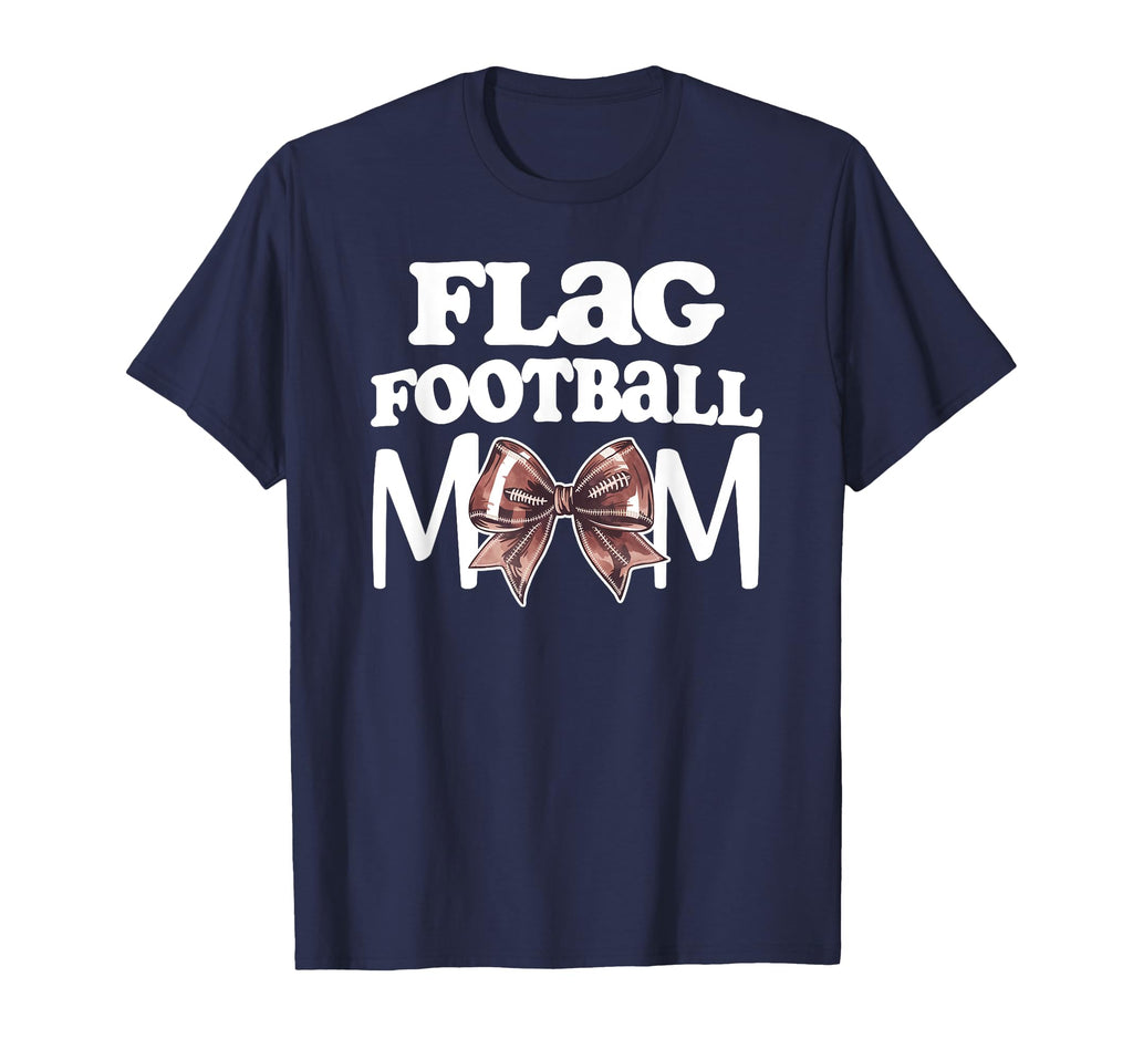 Flag Football Mom Coquette Bow Football T-Shirt - Novelty Apparel Unisex - T-Shirt, Sweatshirt, Hoodie