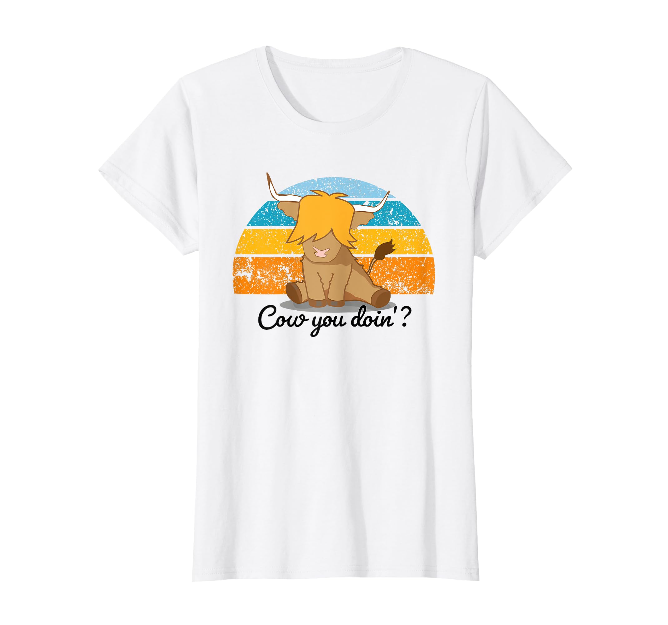 Cow You Doin Funny Highland Cow Sunset T-Shirt - Unique Graphic Unisex - T-Shirt, Sweatshirt, Hoodie