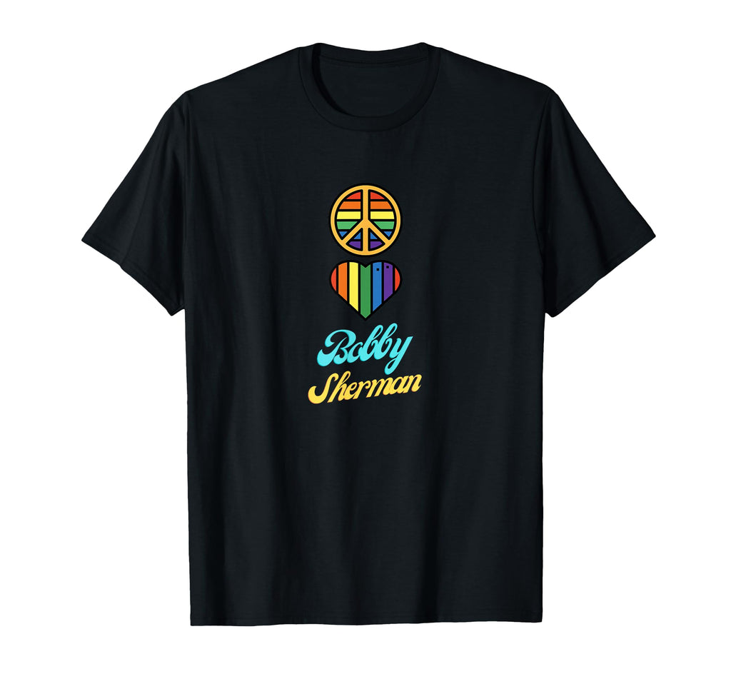 Peace Love Bobby Sherman 60S 70S T-Shirt - Novelty Apparel for Adults - T-Shirt, Sweatshirt, Hoodie
