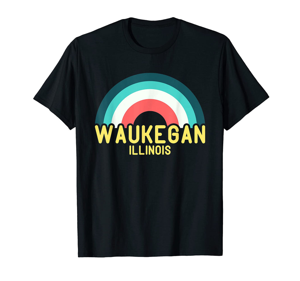 Waukegan Illinois Rainbow T-Shirt - Minimalist Print for Adults - T-Shirt, Sweatshirt, Hoodie