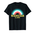 Waukegan Illinois Rainbow T-Shirt - Minimalist Print for Adults - T-Shirt, Sweatshirt, Hoodie
