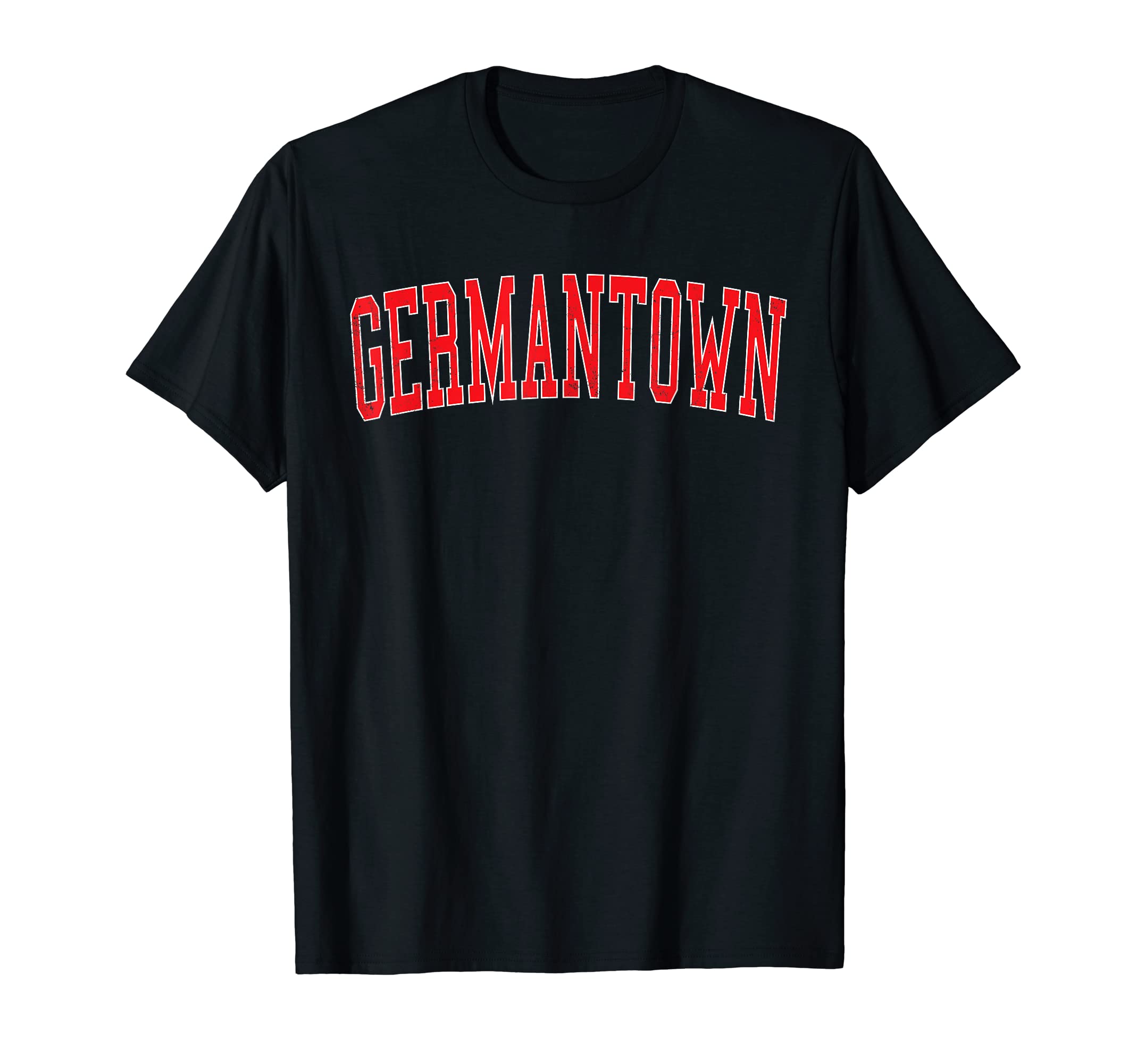 Germantown Md Varsity Red Text T-Shirt - Custom Art Print for Adults - T-Shirt, Sweatshirt, Hoodie