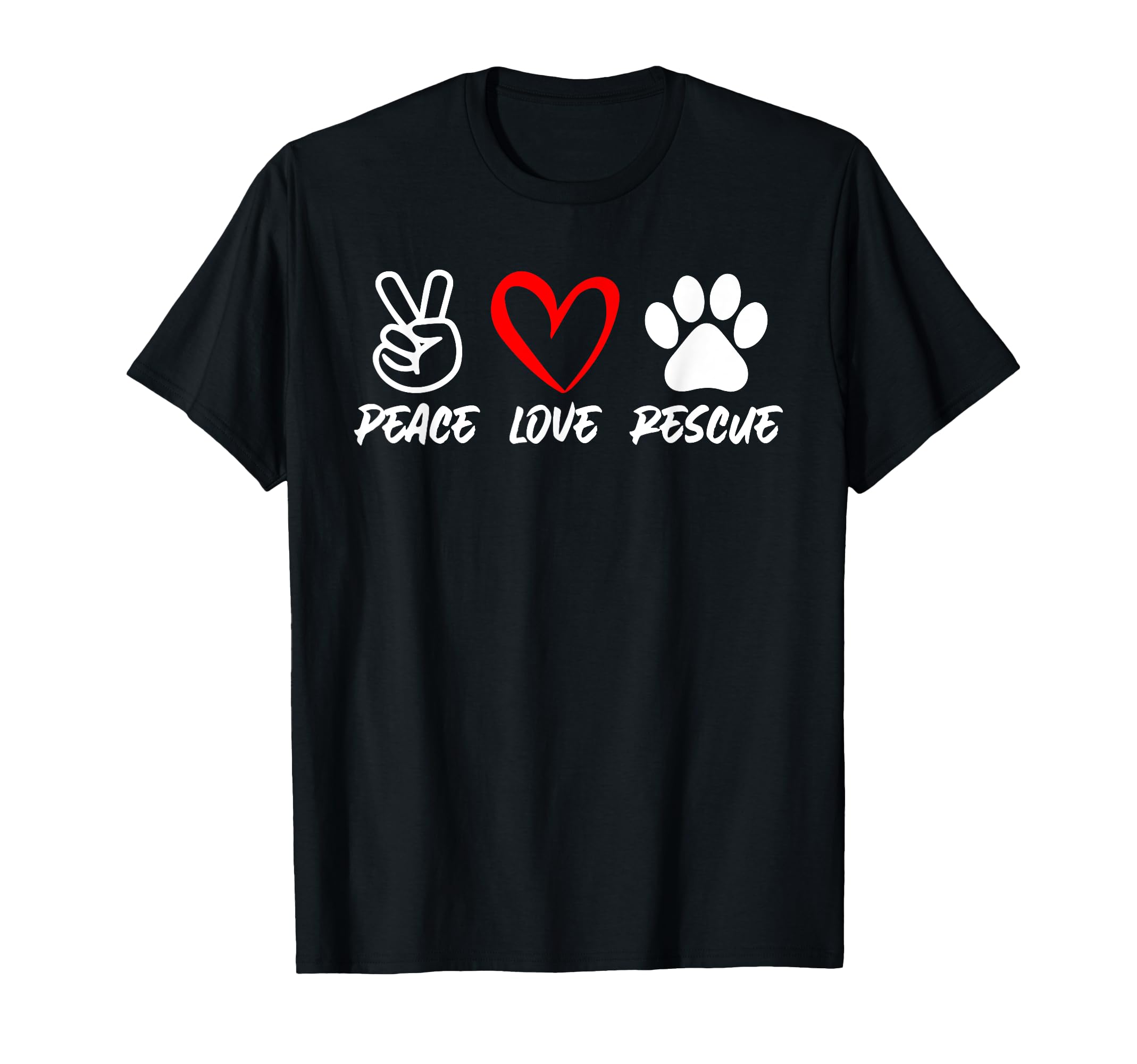 Peace Love Rescue Adopt Animal Cat T-Shirt - Fun Novelty Design Men Women - T-Shirt, Sweatshirt, Hoodie