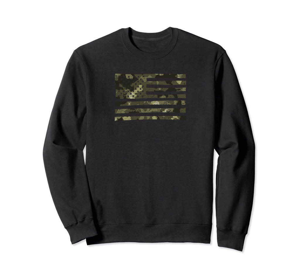 Distressed Usa Camo Flag Sweatshirt - Fun Novelty Design Men Women - T-Shirt, Sweatshirt, Hoodie
