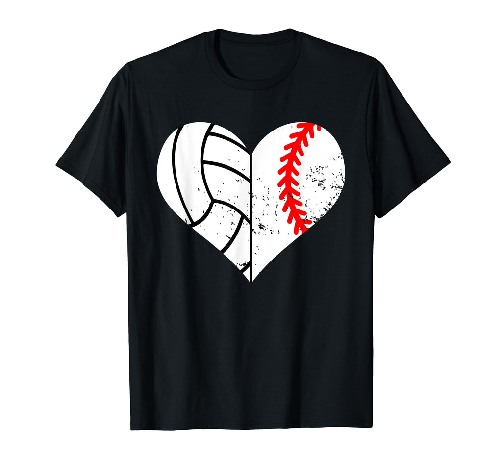 Baseball Volleyball Heart Funny T-Shirt - Novelty Apparel for Adults - T-Shirt, Sweatshirt, Hoodie