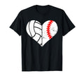 Baseball Volleyball Heart Funny T-Shirt - Novelty Apparel for Adults - T-Shirt, Sweatshirt, Hoodie