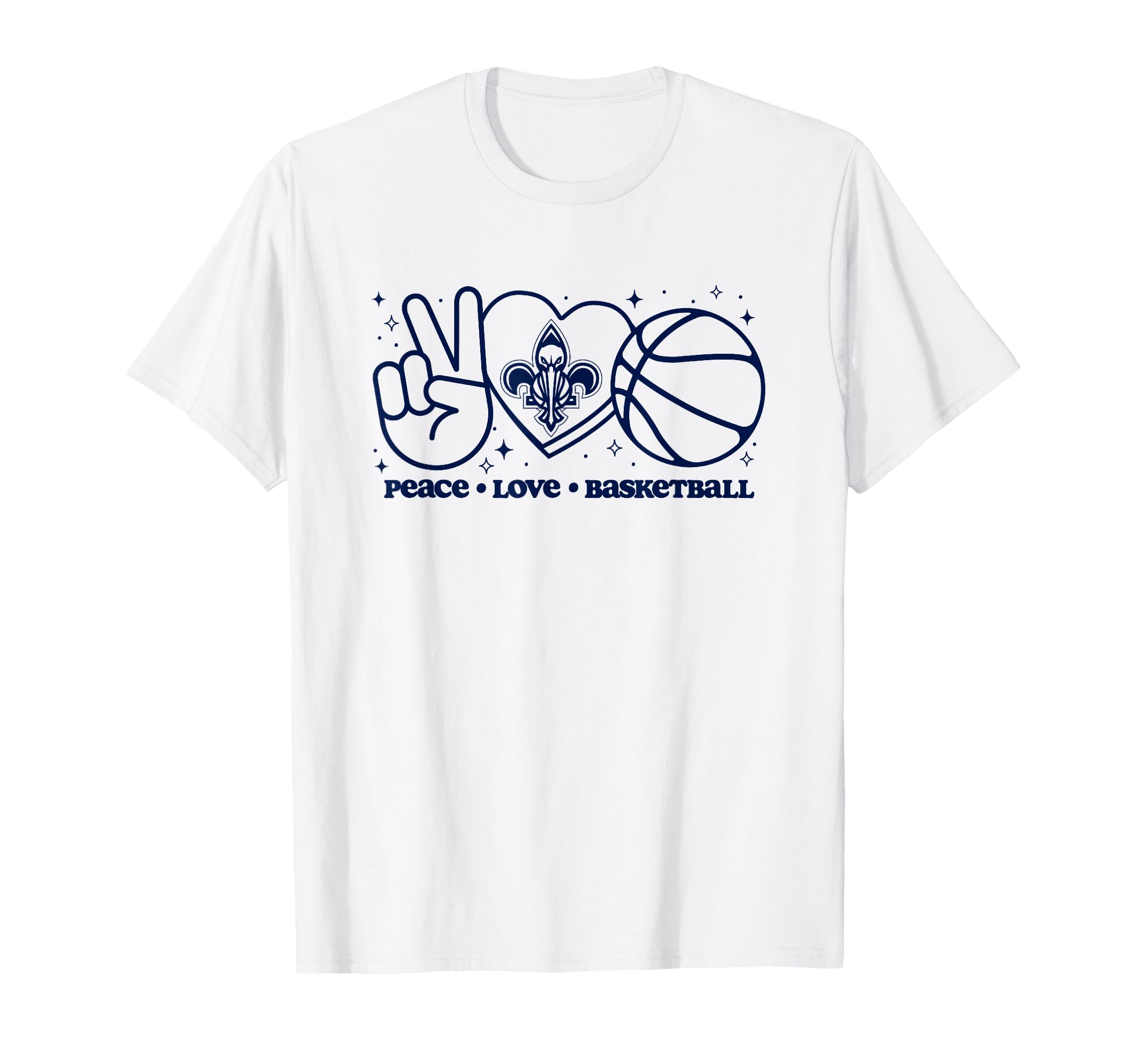 Nba New Orleans Pelicans Peace Love T-Shirt - Novelty Apparel for Adults - T-Shirt, Sweatshirt, Hoodie