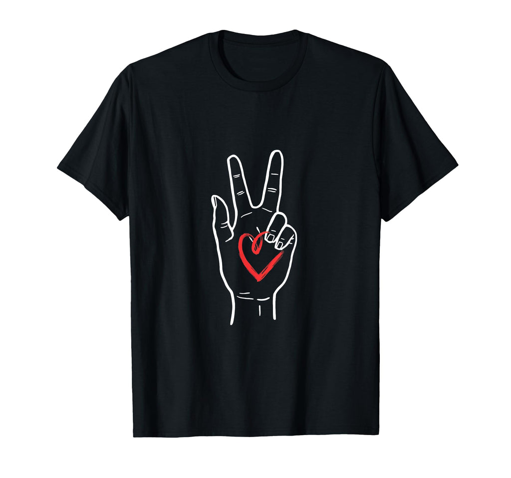 Peace Love Heart Hand Gesture Symbol T-Shirt - Minimalist Print for Adults - T-Shirt, Sweatshirt, Hoodie