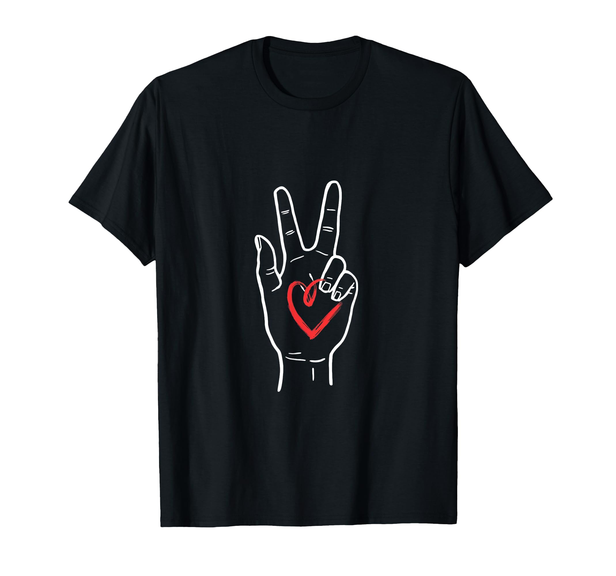 Peace Love Heart Hand Gesture Symbol T-Shirt - Minimalist Print for Adults - T-Shirt, Sweatshirt, Hoodie