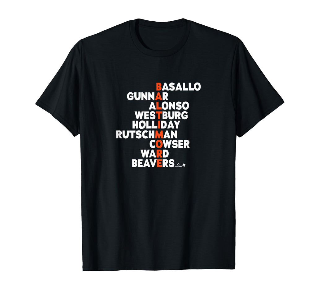 Baltimore Baseball Names 2026 T-Shirt - Unique Graphic for Adults - T-Shirt, Sweatshirt, Hoodie