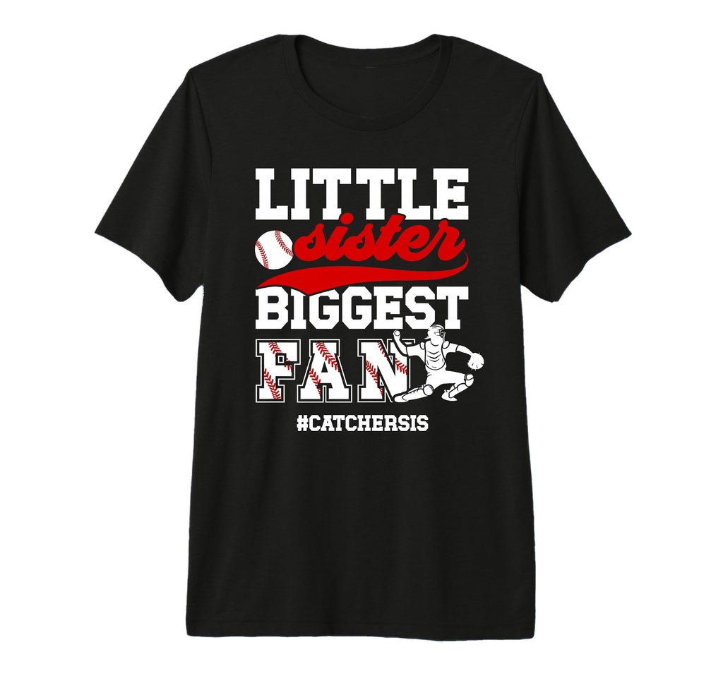Little Sister Baseball Catcher Sister T-Shirt - Trendy Graphic for Adults - T-Shirt, Sweatshirt, Hoodie