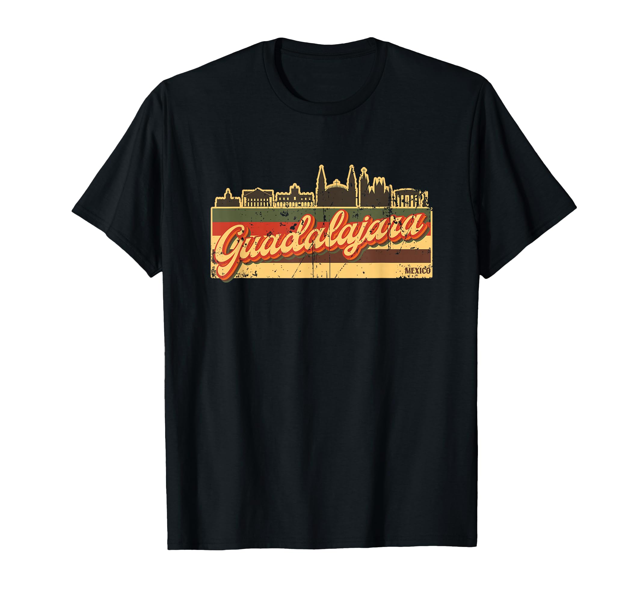 Guadalajara Skyline Mexico Stripes T-Shirt - Aesthetic Graphic Unisex - T-Shirt, Sweatshirt, Hoodie