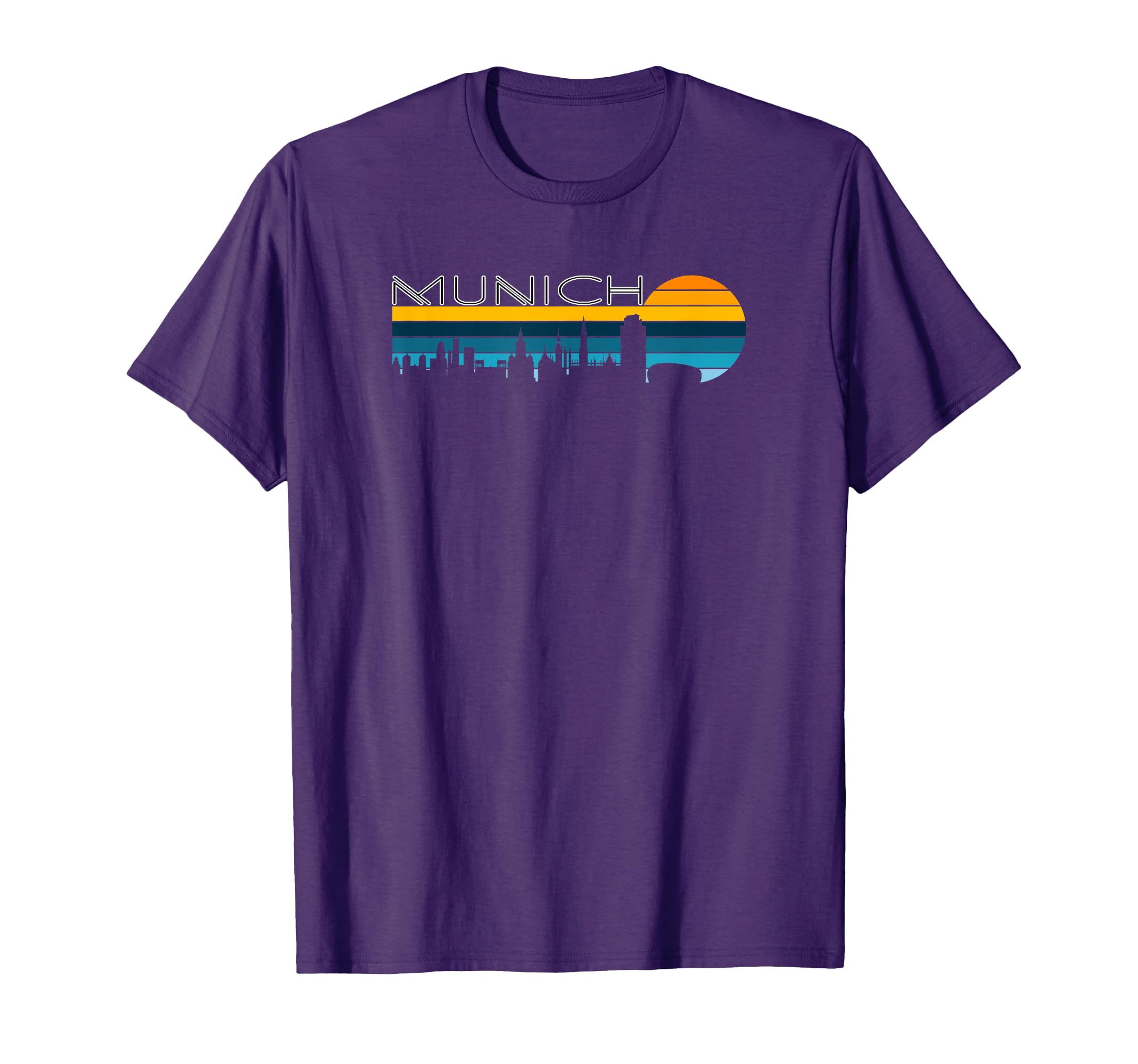 Munich Skyline Sunset M Nchen Cityscape T-Shirt - Unique Graphic Unisex - T-Shirt, Sweatshirt, Hoodie