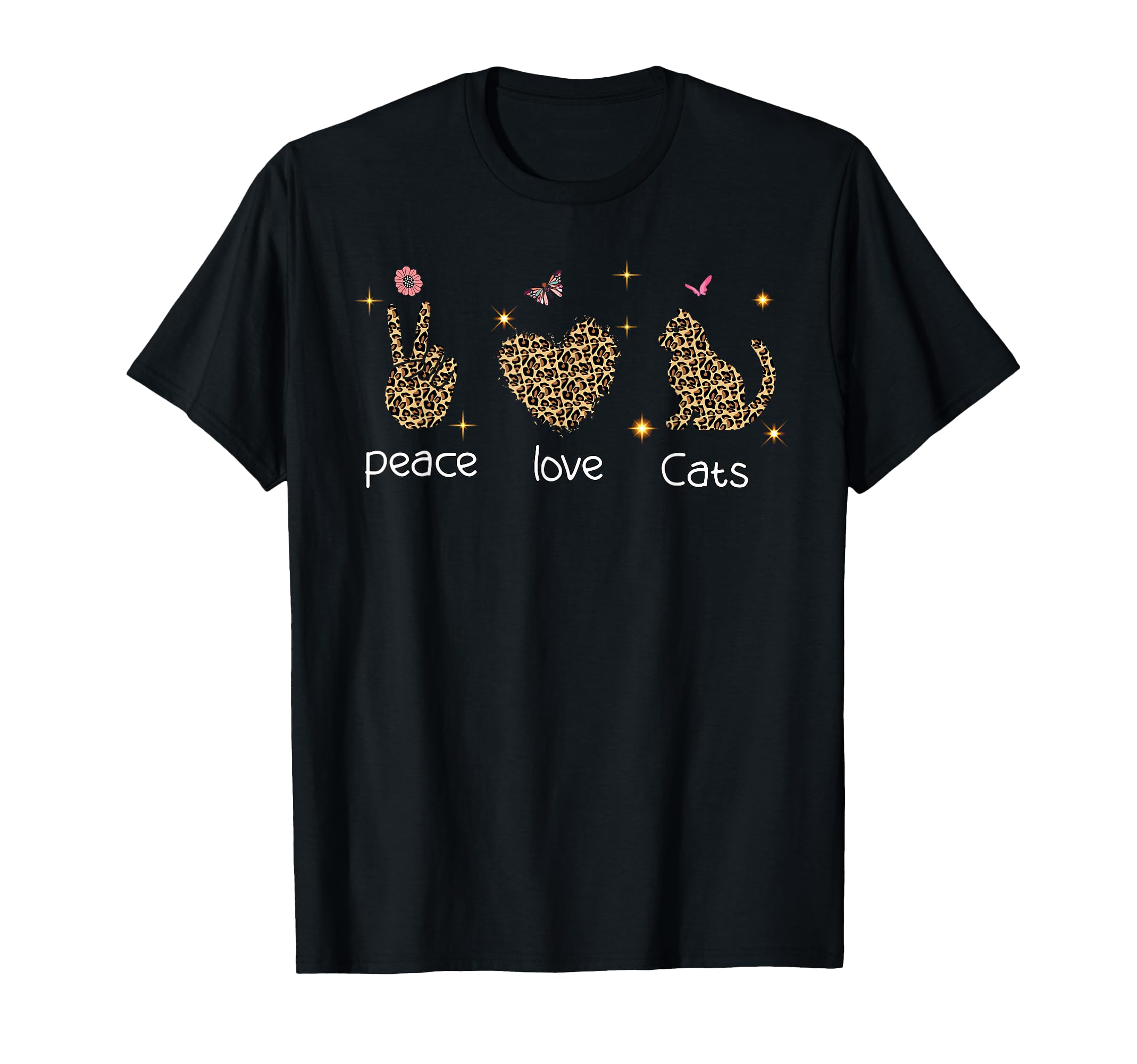 Cat Lover Peace Lover Leopard Heart T-Shirt - Custom Art Print for Adults - T-Shirt, Sweatshirt, Hoodie