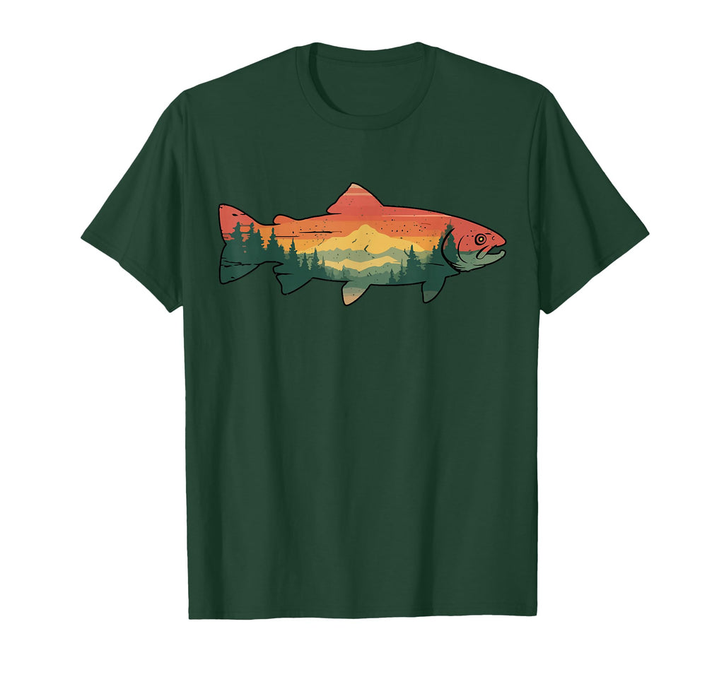 Trout Fish Tree Wildlife Nature Forest T-Shirt - Unique Graphic Unisex - T-Shirt, Sweatshirt, Hoodie