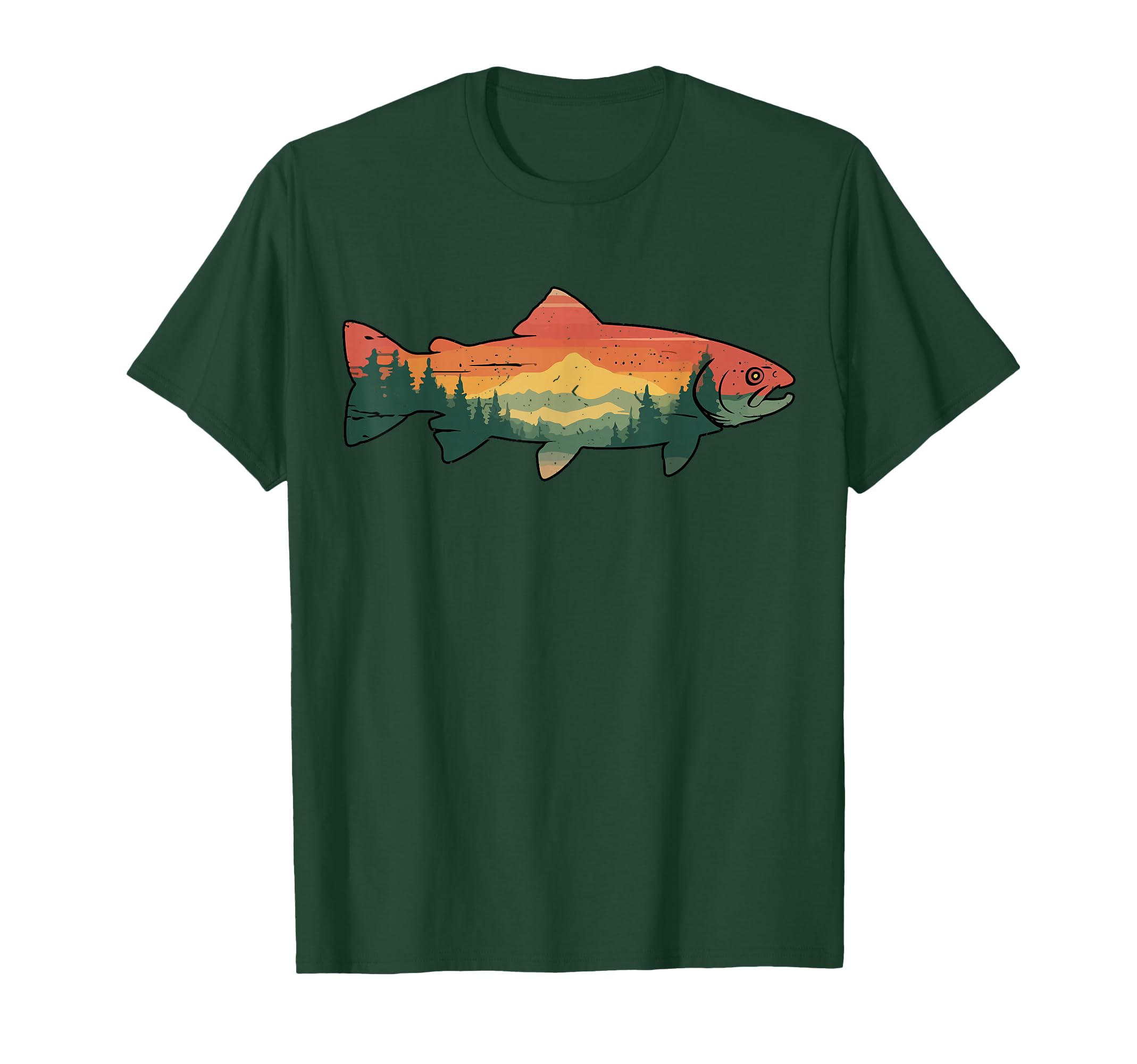 Trout Fish Tree Wildlife Nature Forest T-Shirt - Unique Graphic Unisex - T-Shirt, Sweatshirt, Hoodie