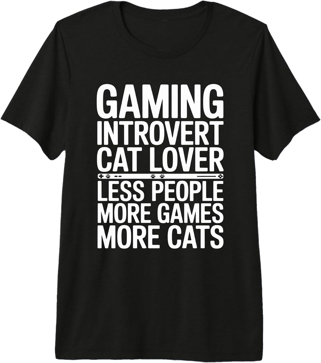 Cat Gaming Introvert Less People More Games - Adult & Kids T-Shirts, Sweatshirts & Hoodies apparel design preview 1