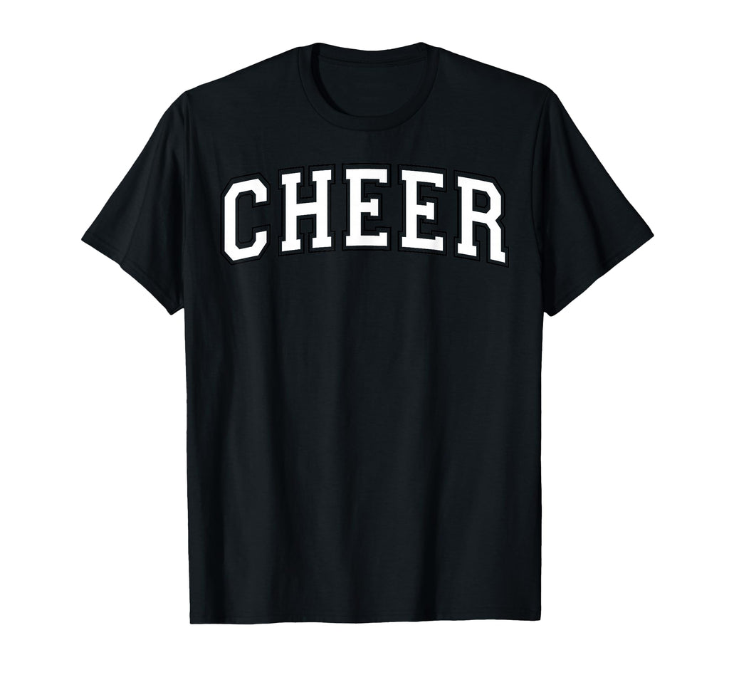 Cheer Varsity White Black Outline T-Shirt - Graphic Print for Adults - T-Shirt, Sweatshirt, Hoodie