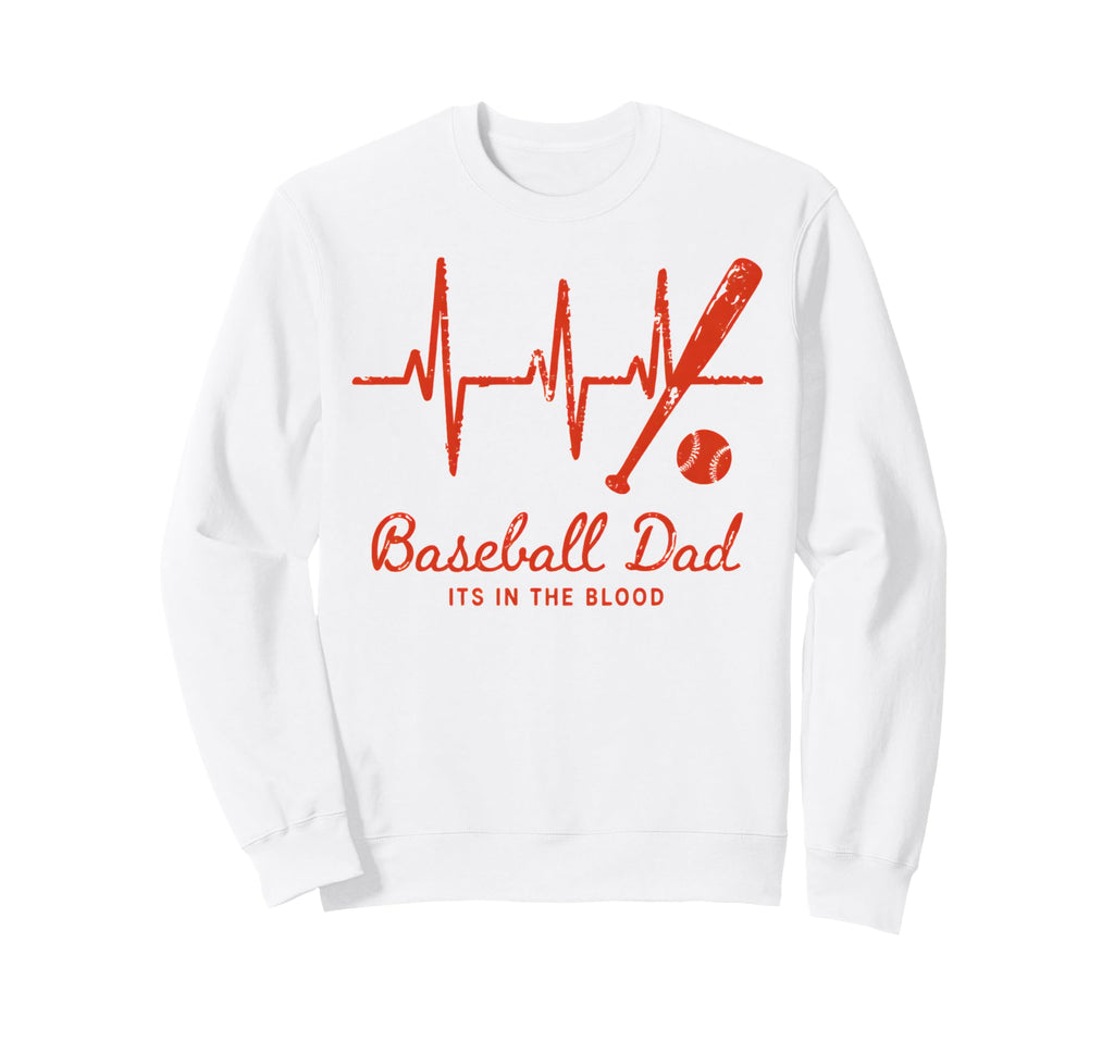 Baseball Dad Baseball Heartbeat Sweatshirt - Trendy Graphic for Adults - T-Shirt, Sweatshirt, Hoodie