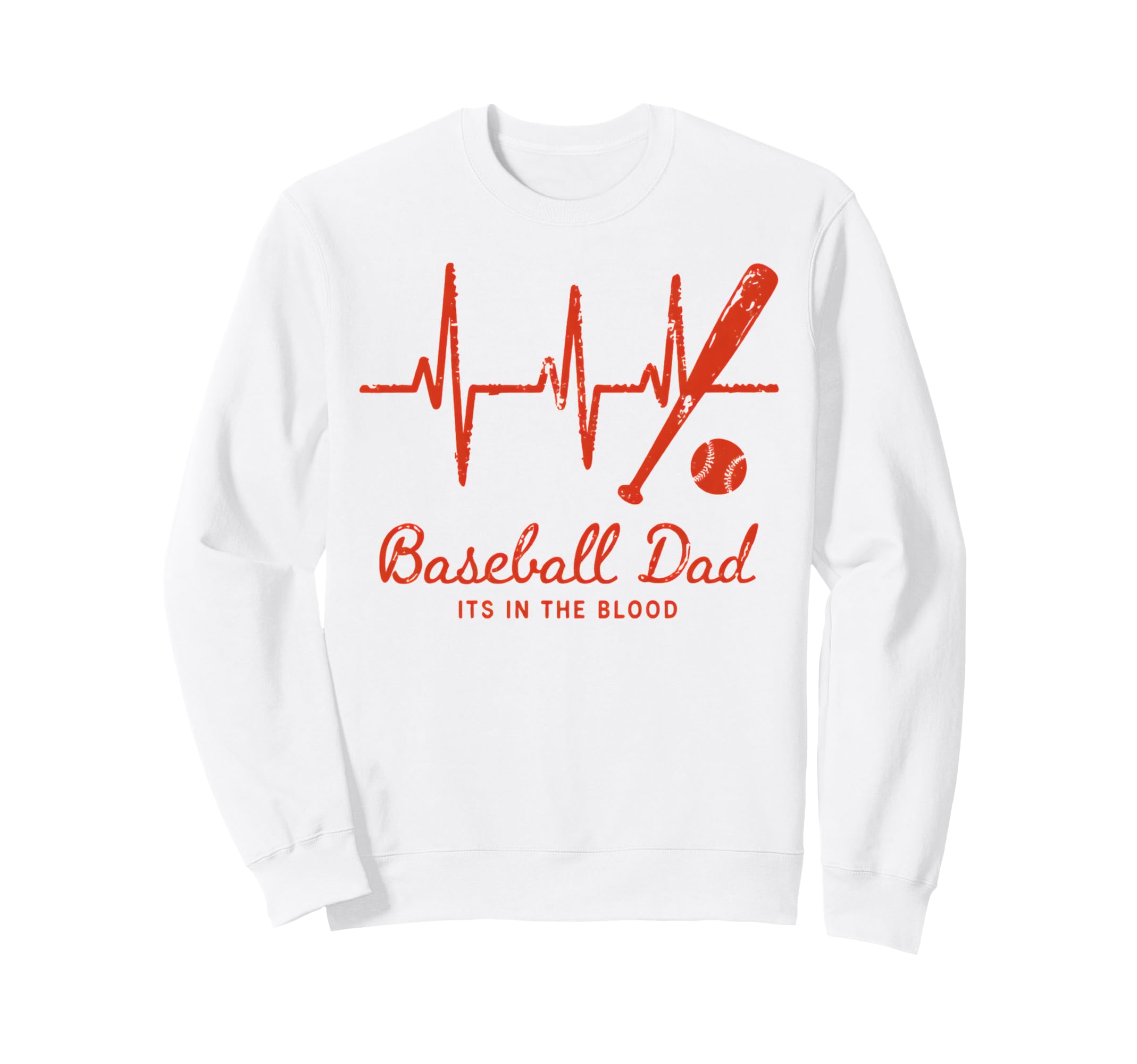 Baseball Dad Baseball Heartbeat Sweatshirt - Trendy Graphic for Adults - T-Shirt, Sweatshirt, Hoodie