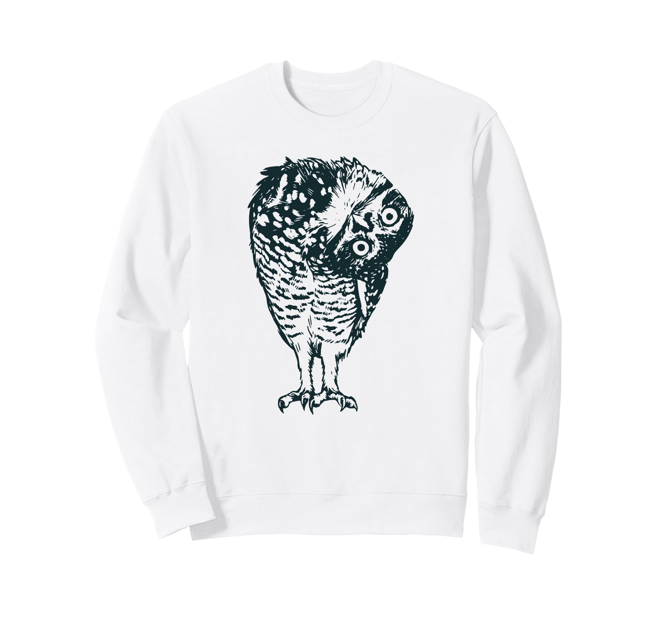 Boho Folk Art Owl Curious Tilted Sweatshirt - Unique Graphic for Adults - T-Shirt, Sweatshirt, Hoodie