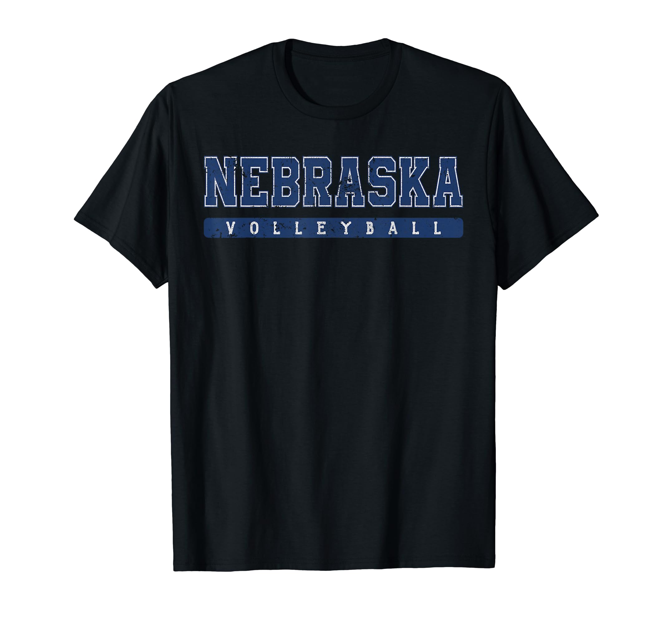 Nebraska Volleyball Varsity Blue Text T-Shirt - Novelty Apparel for Adults - T-Shirt, Sweatshirt, Hoodie