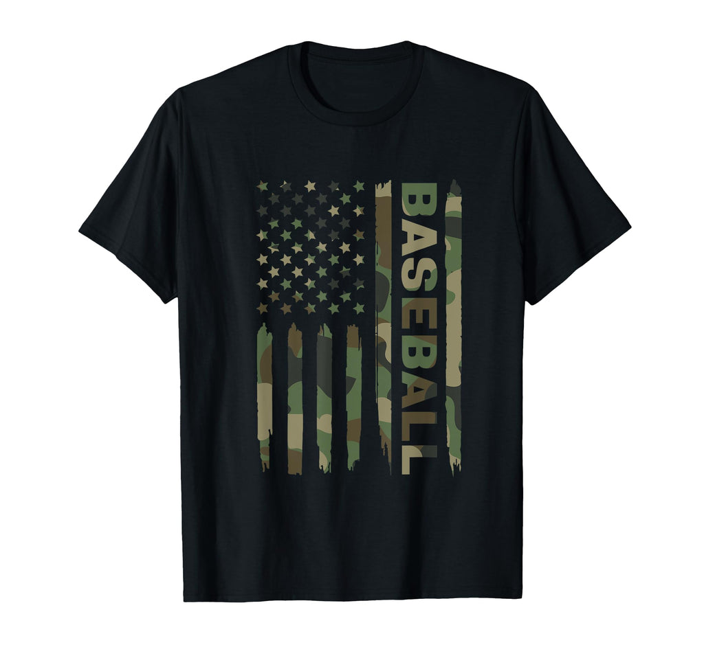 Baseball American Flag Camo T-Shirt - Novelty Apparel Men Women - T-Shirt, Sweatshirt, Hoodie
