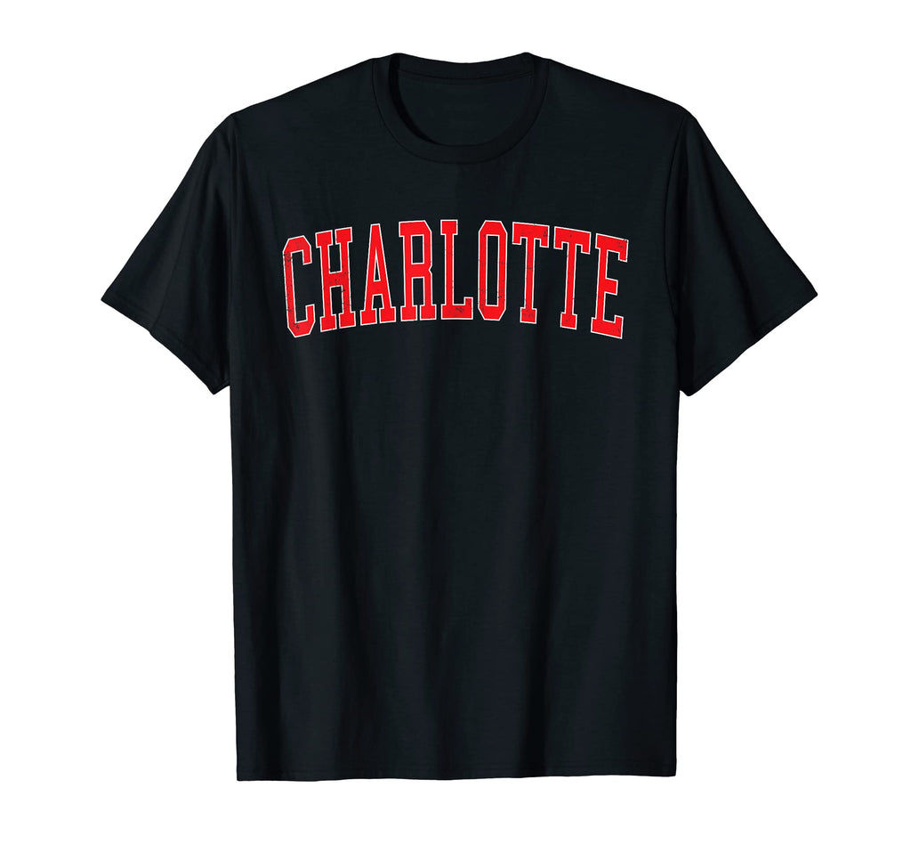 Charlotte Nc Varsity Red Text T-Shirt - Trendy Graphic for Adults - T-Shirt, Sweatshirt, Hoodie