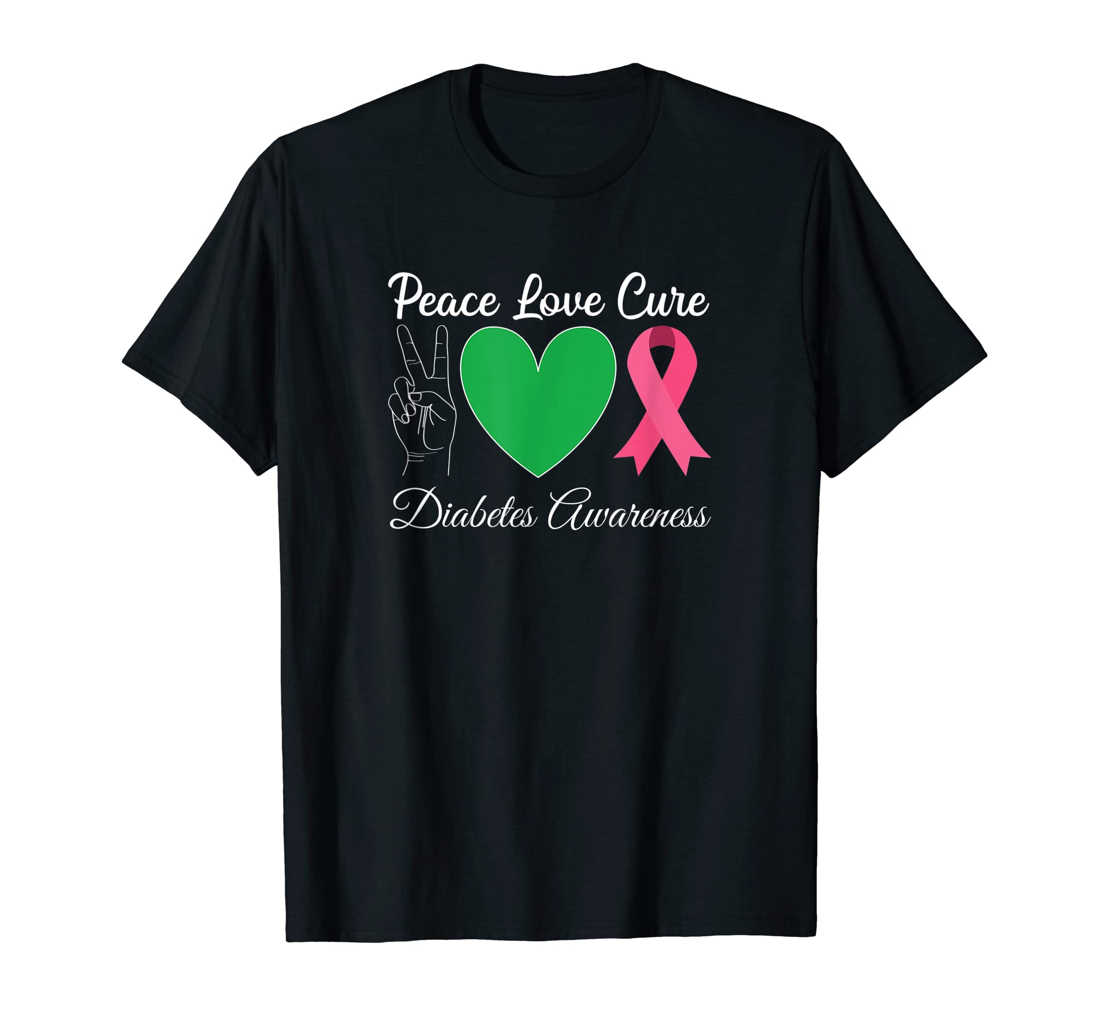 Peace Love Cure Diabetes Awareness T-Shirt - Graphic Print Unisex - T-Shirt, Sweatshirt, Hoodie