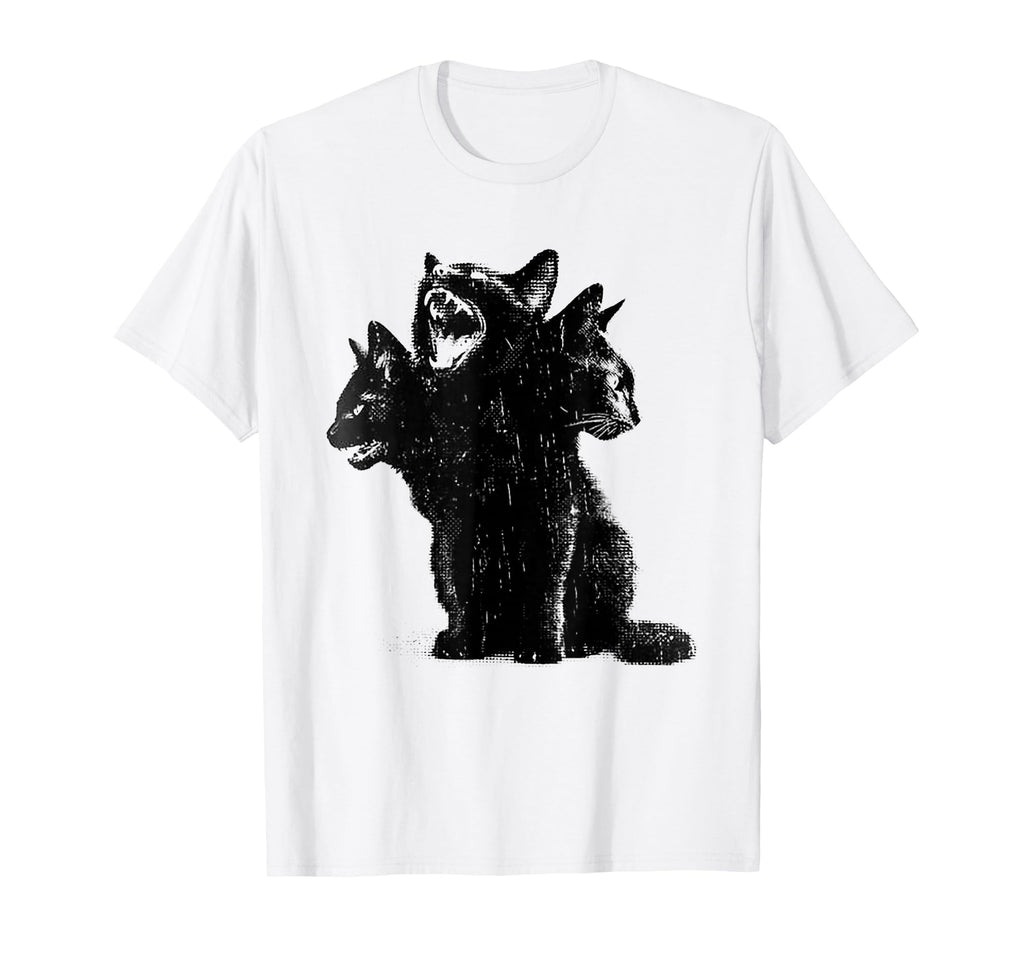 3 Headed Cat Grunge Alt 90S Goth Horror T-Shirt - Aesthetic Graphic Unisex - T-Shirt, Sweatshirt, Hoodie