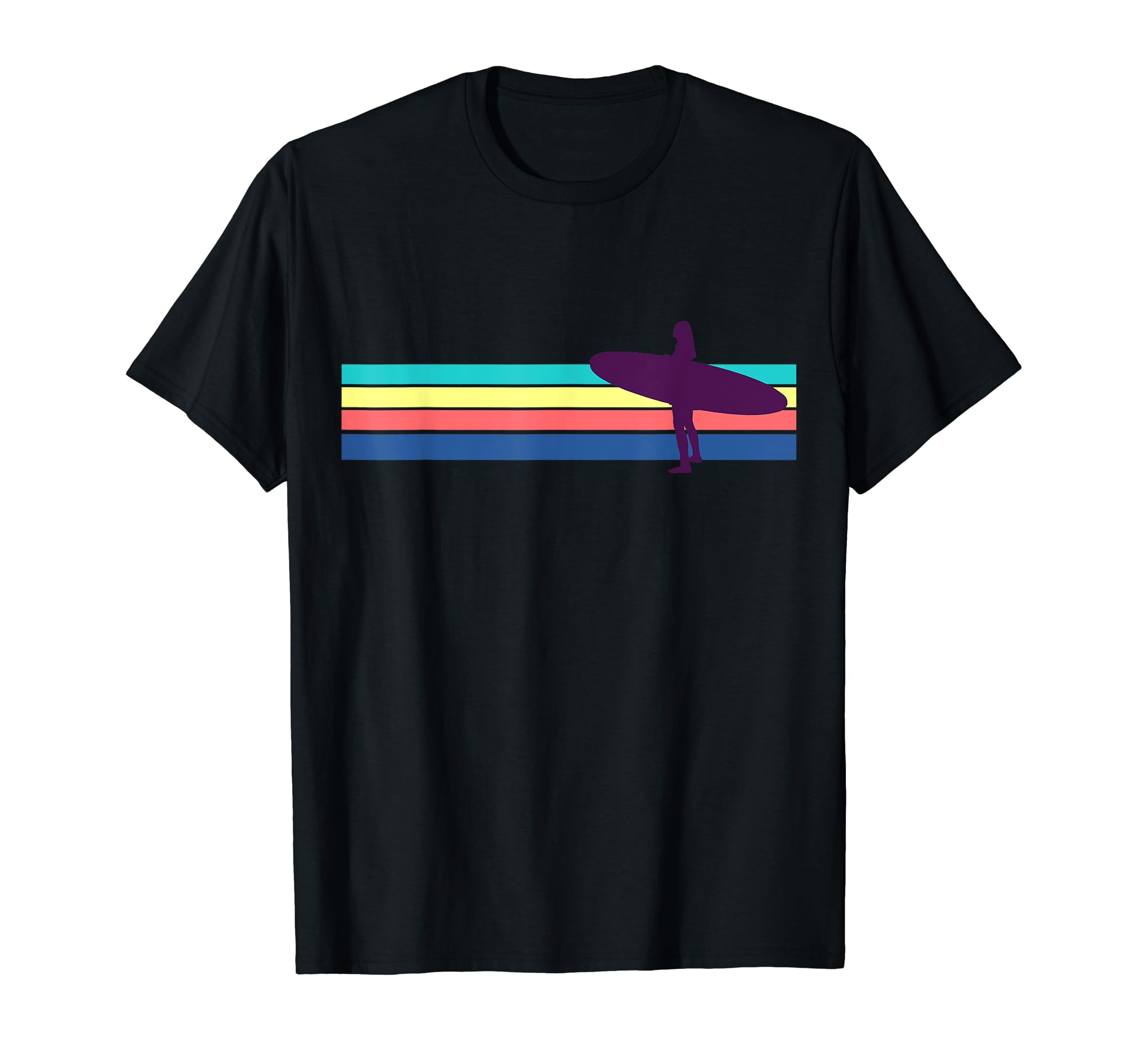 Surfing Surf Stripe Longboard T-Shirt - Novelty Apparel Men Women - T-Shirt, Sweatshirt, Hoodie