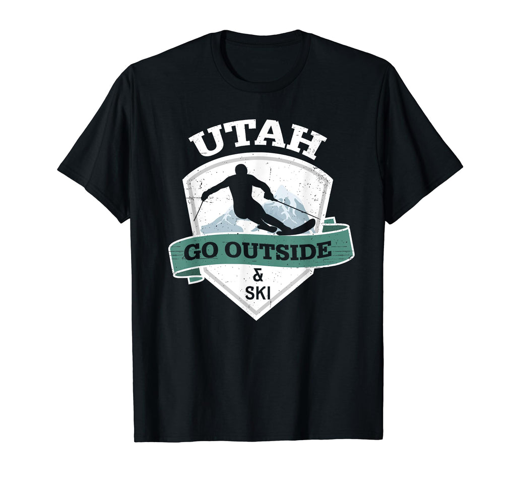 Go Outside And Ski Utah Distressed T-Shirt - Aesthetic Graphic Men Women - T-Shirt, Sweatshirt, Hoodie