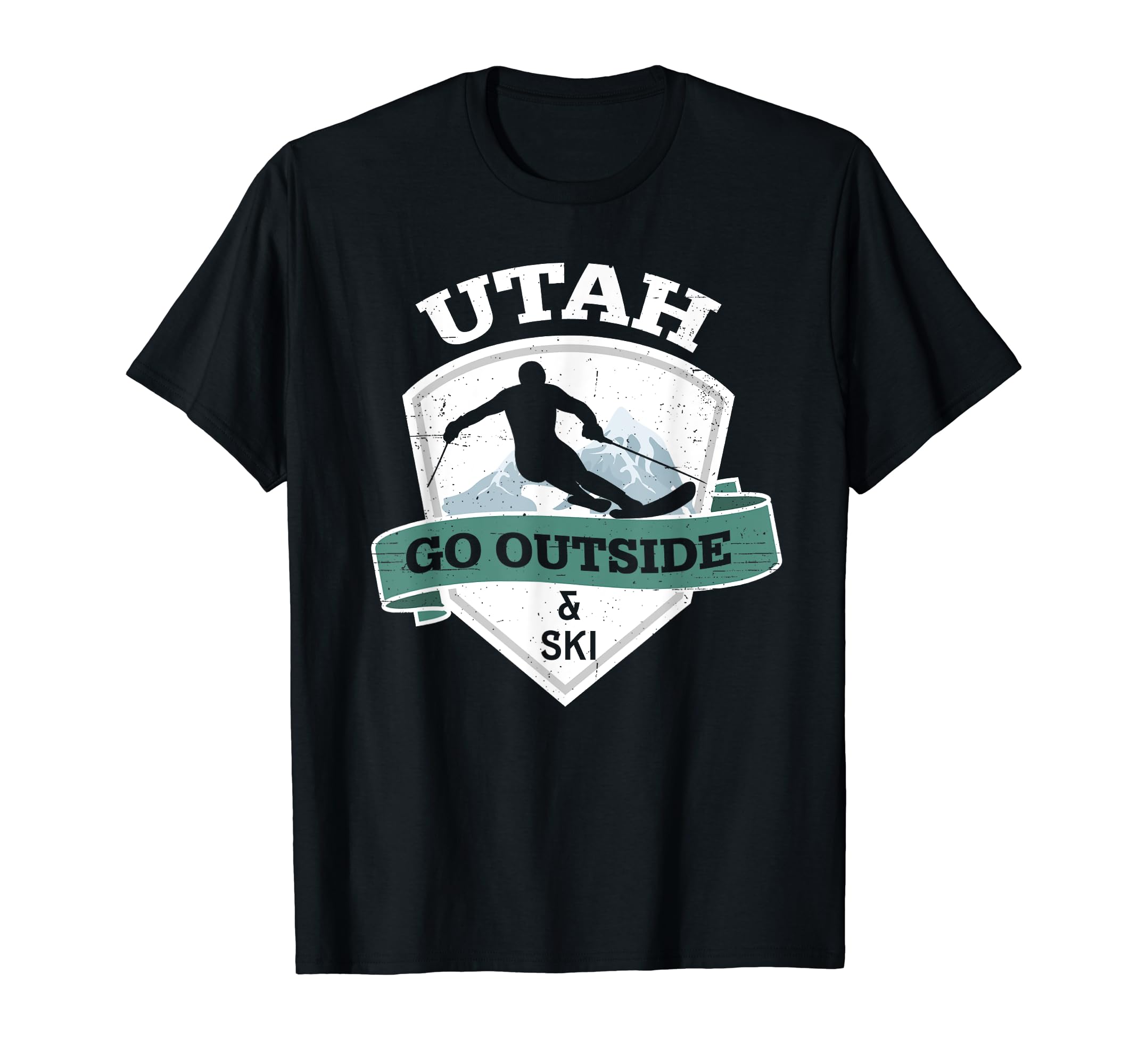 Go Outside And Ski Utah Distressed T-Shirt - Aesthetic Graphic Men Women - T-Shirt, Sweatshirt, Hoodie