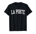 La Porte Distressed White Varsity T-Shirt - Fun Novelty Design for Adults - T-Shirt, Sweatshirt, Hoodie