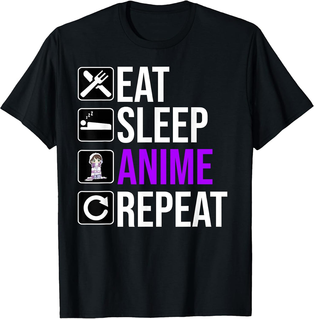 Eat Sleep Anime Repeat - Adult & Kids T-Shirts, Sweatshirts & Hoodies apparel design preview 1