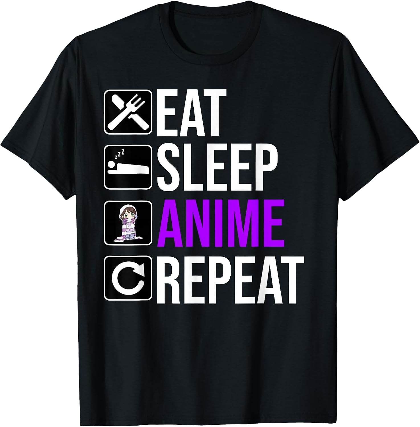 Eat Sleep Anime Repeat - Adult & Kids T-Shirts, Sweatshirts & Hoodies apparel design preview 1