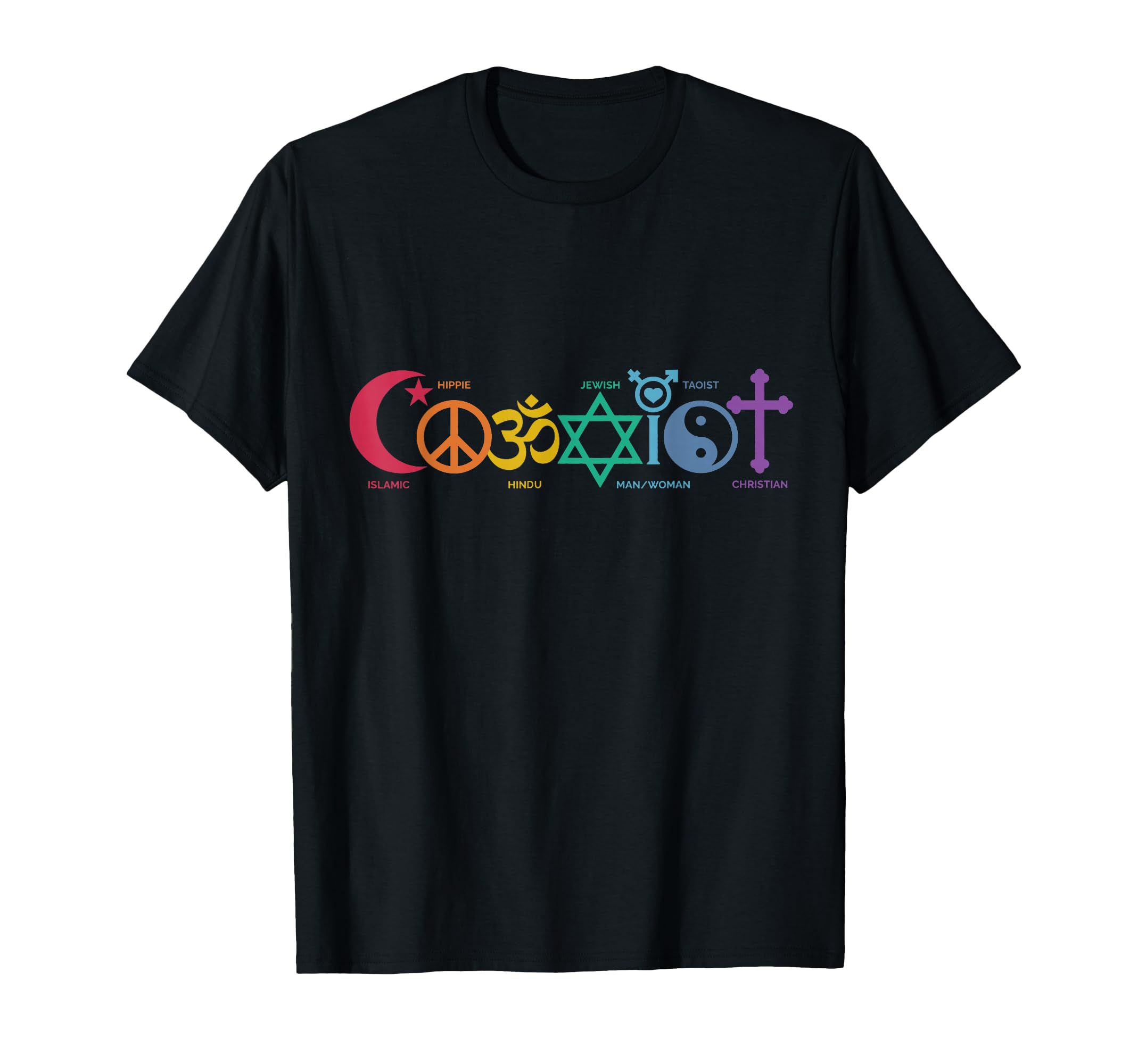Coexist Peace Religion Equality T-Shirt - Novelty Apparel for Adults - T-Shirt, Sweatshirt, Hoodie