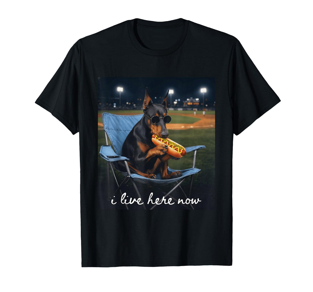 Funny Doberman Baseball Mom I Live T-Shirt - Custom Art Print for Adults - T-Shirt, Sweatshirt, Hoodie