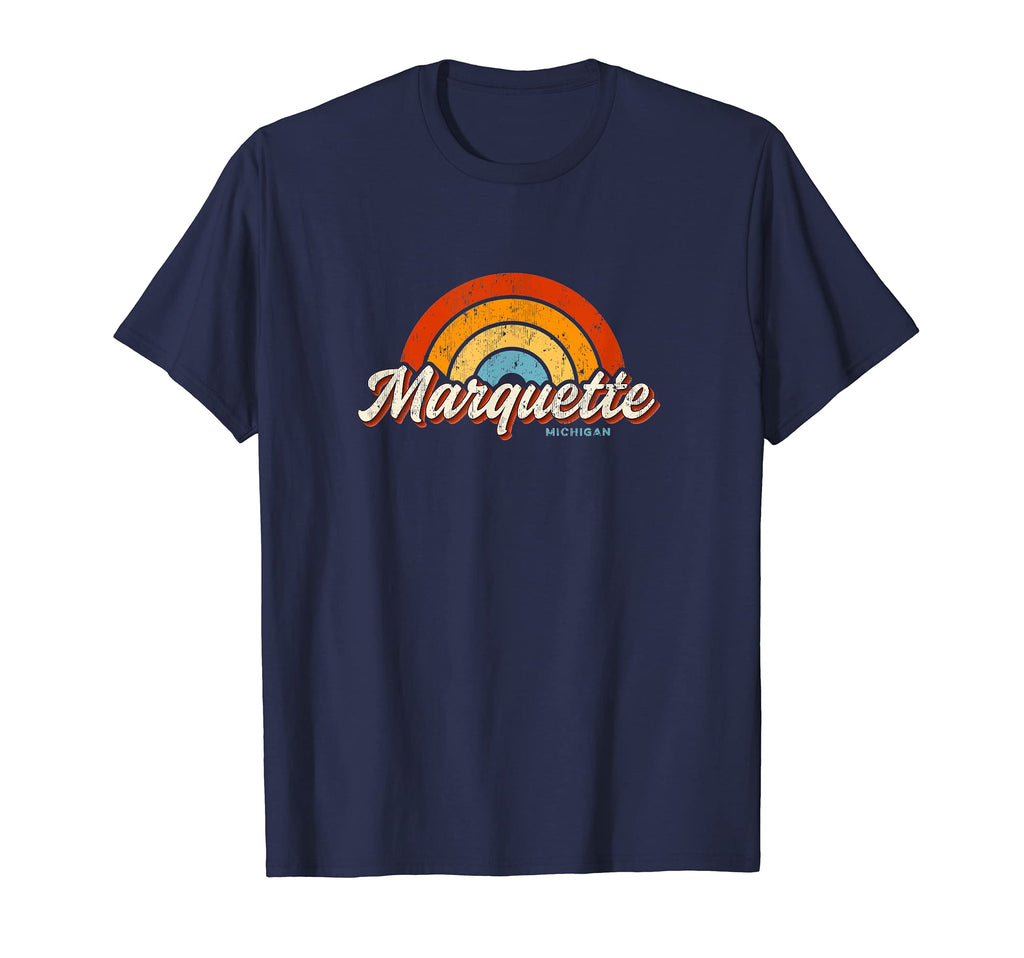 Marquette Michigan Mi Rainbow 70S T-Shirt - Graphic Print Men Women - T-Shirt, Sweatshirt, Hoodie