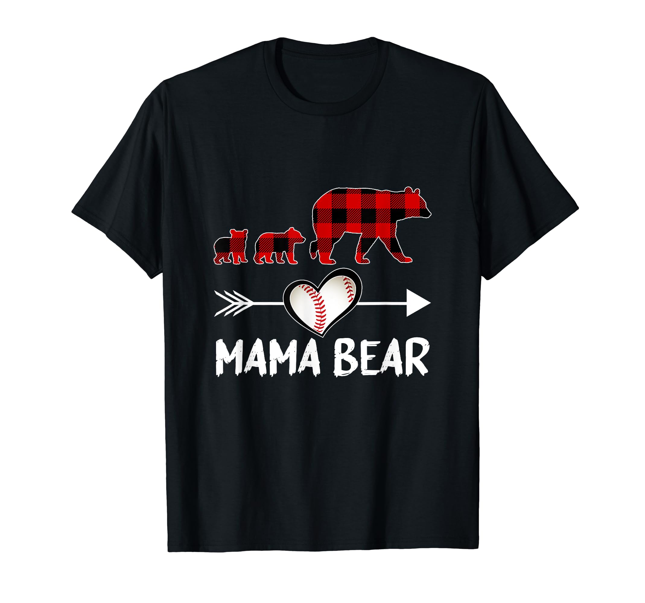 Mama Bear Red Plaid Mom Baseball Mama T-Shirt - Novelty Apparel Men Women - T-Shirt, Sweatshirt, Hoodie