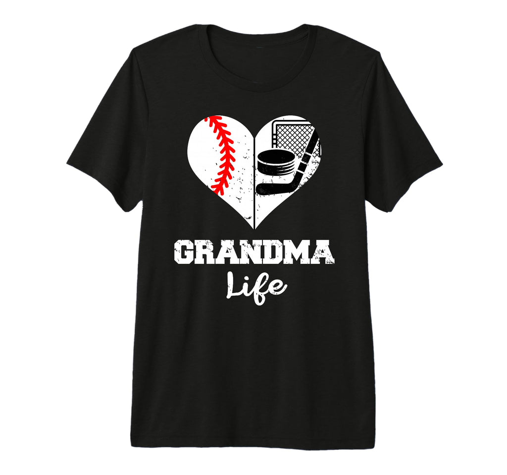 Grandma Life Heart Funny Baseball Hockey T-Shirt - Novelty Apparel Unisex - T-Shirt, Sweatshirt, Hoodie